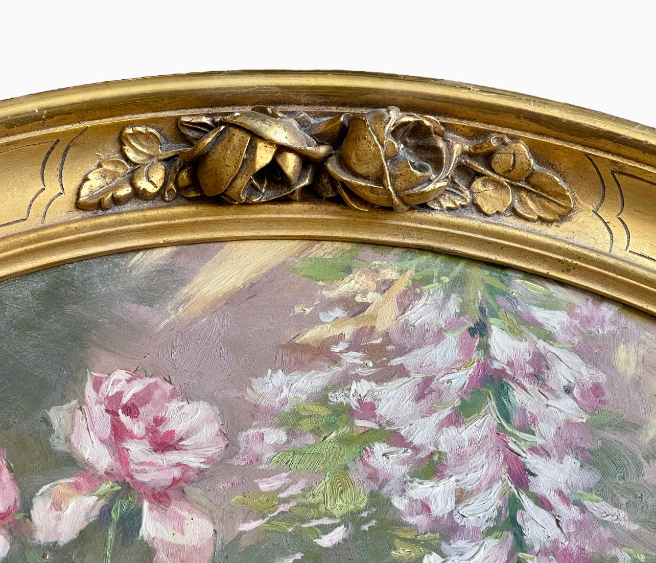 19th Century Louis LARTIGAU - Floral Medallion Pendant, XIXth century For Sale