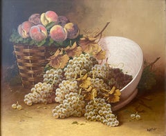 Louis LARTIGAU - Grapes And Peaches, Oil on Canvas, Still Life, XXth century