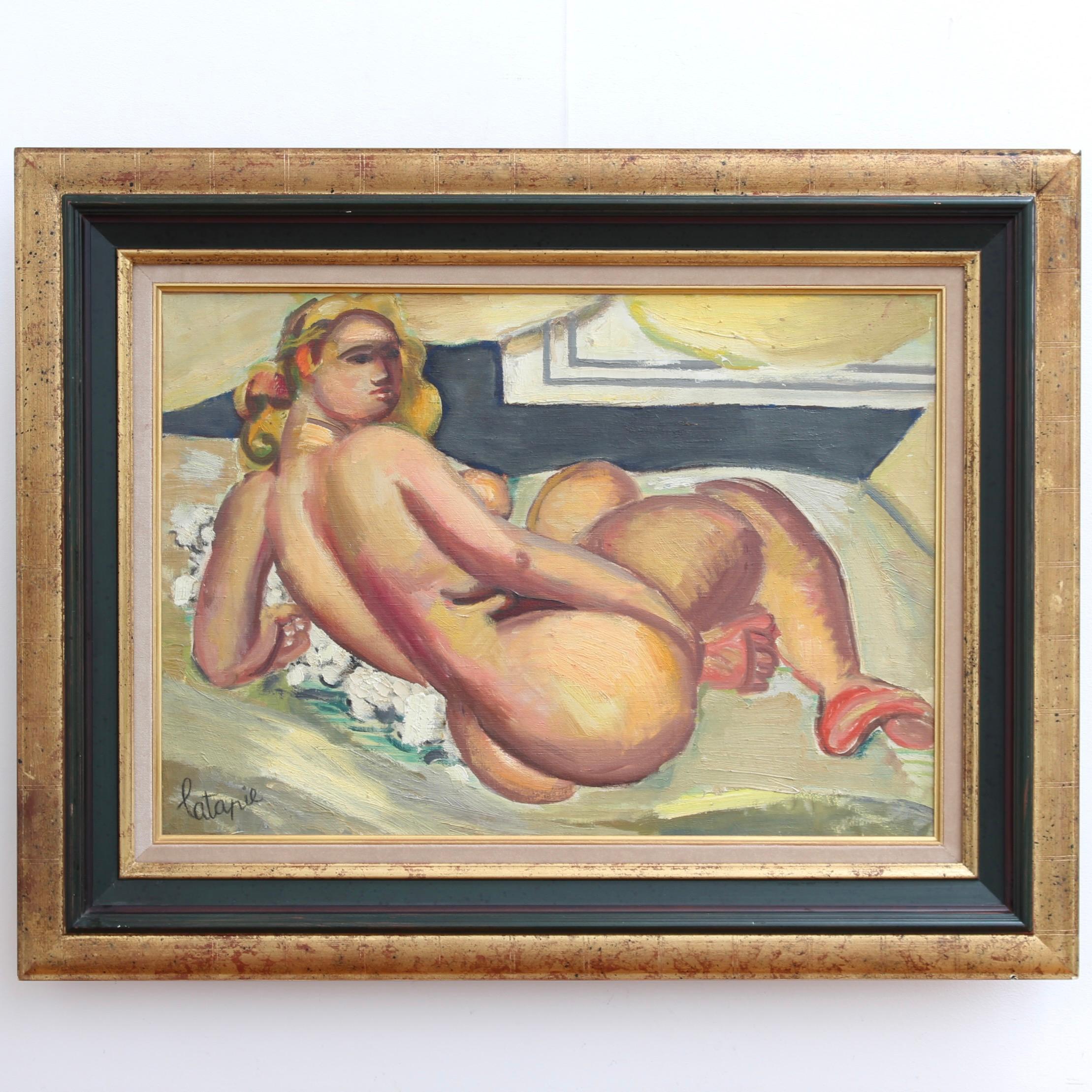 Louis Latapie Nude Painting - Nude Posing on the Sofa