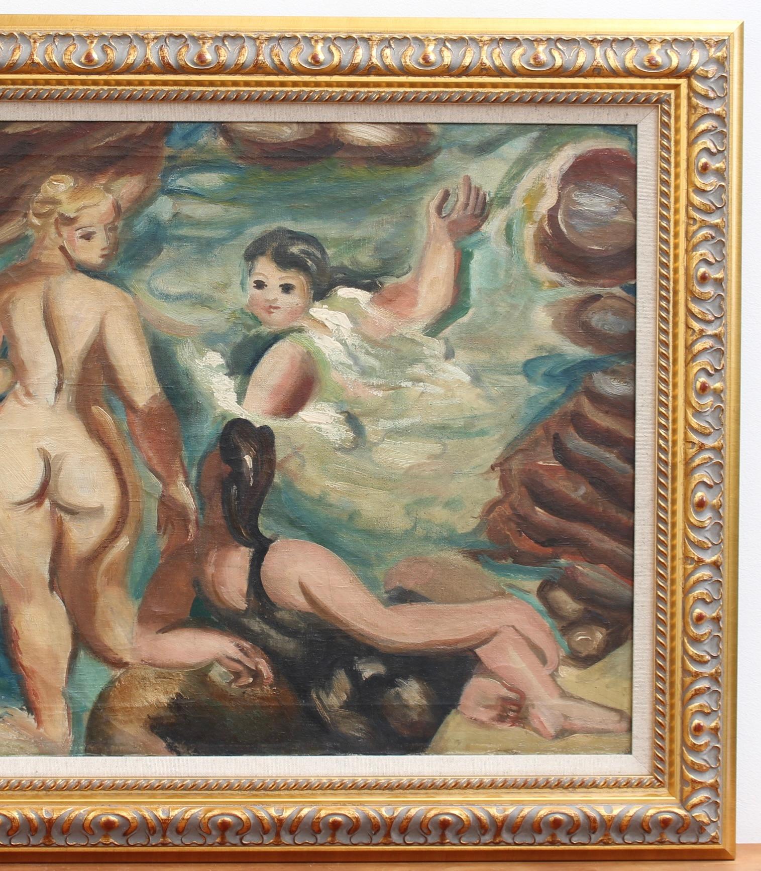 'The Bathers', oil on canvas, by Louis Latapie (circa 1930s). For centuries, artists have drawn endless inspiration from the modest bather. Whether washing in a tub, in a basin, or in a pond or lake, the bathing figure has popped up in art since