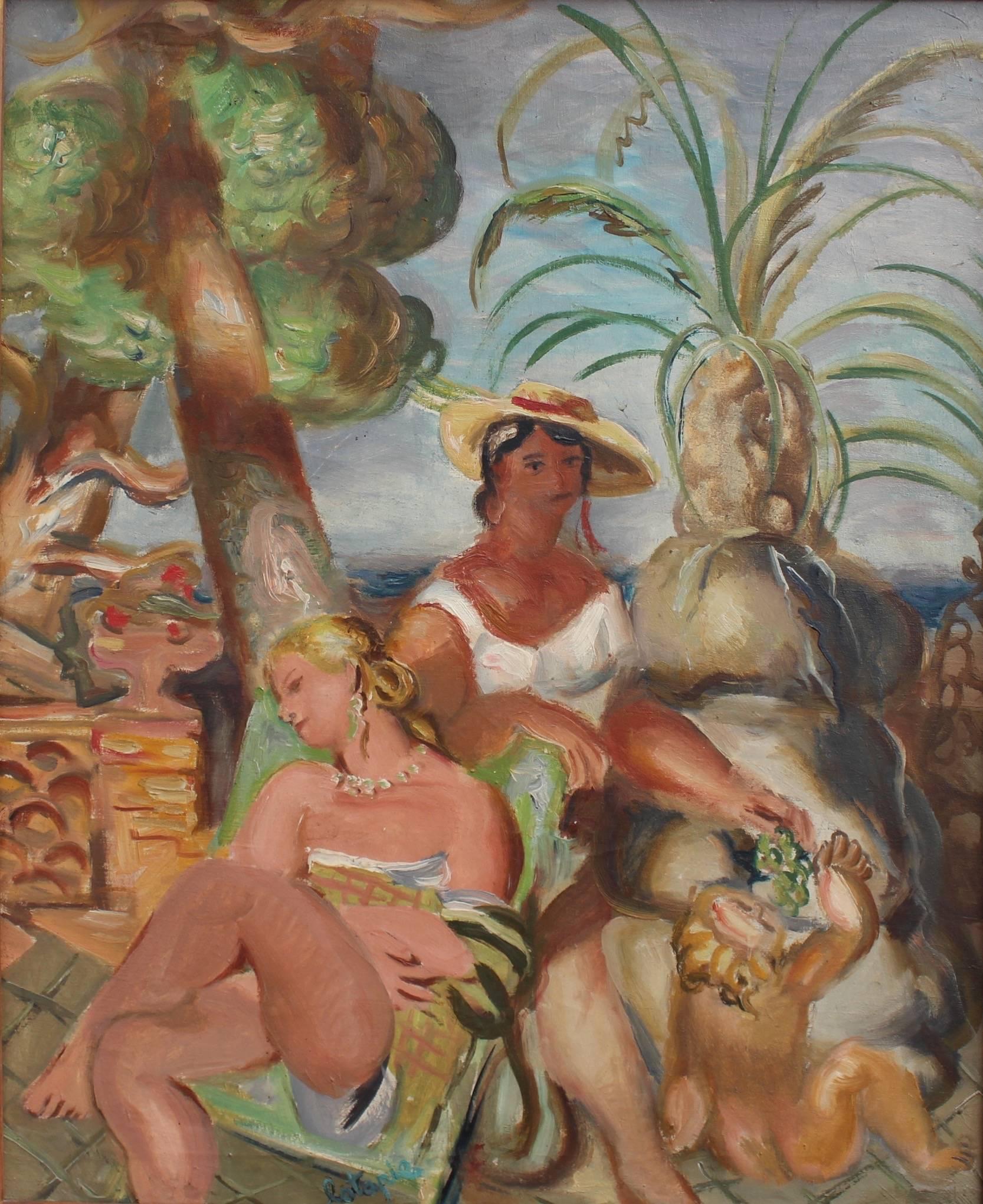 The Bathers - Painting by Louis Latapie