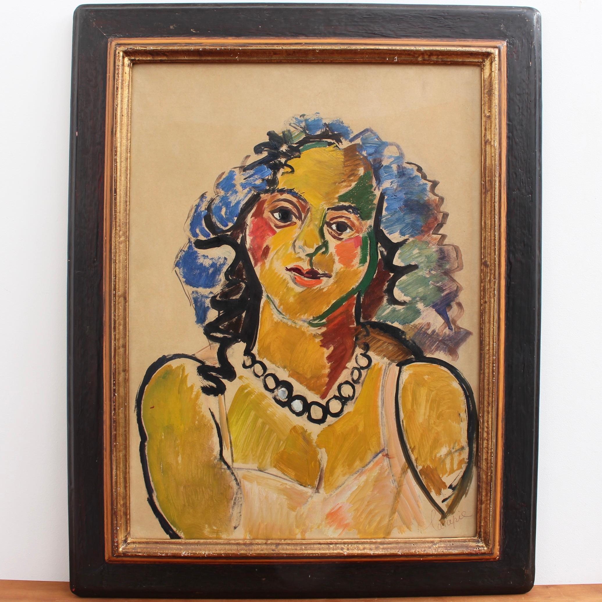 Woman with Necklace - Painting by Louis Latapie