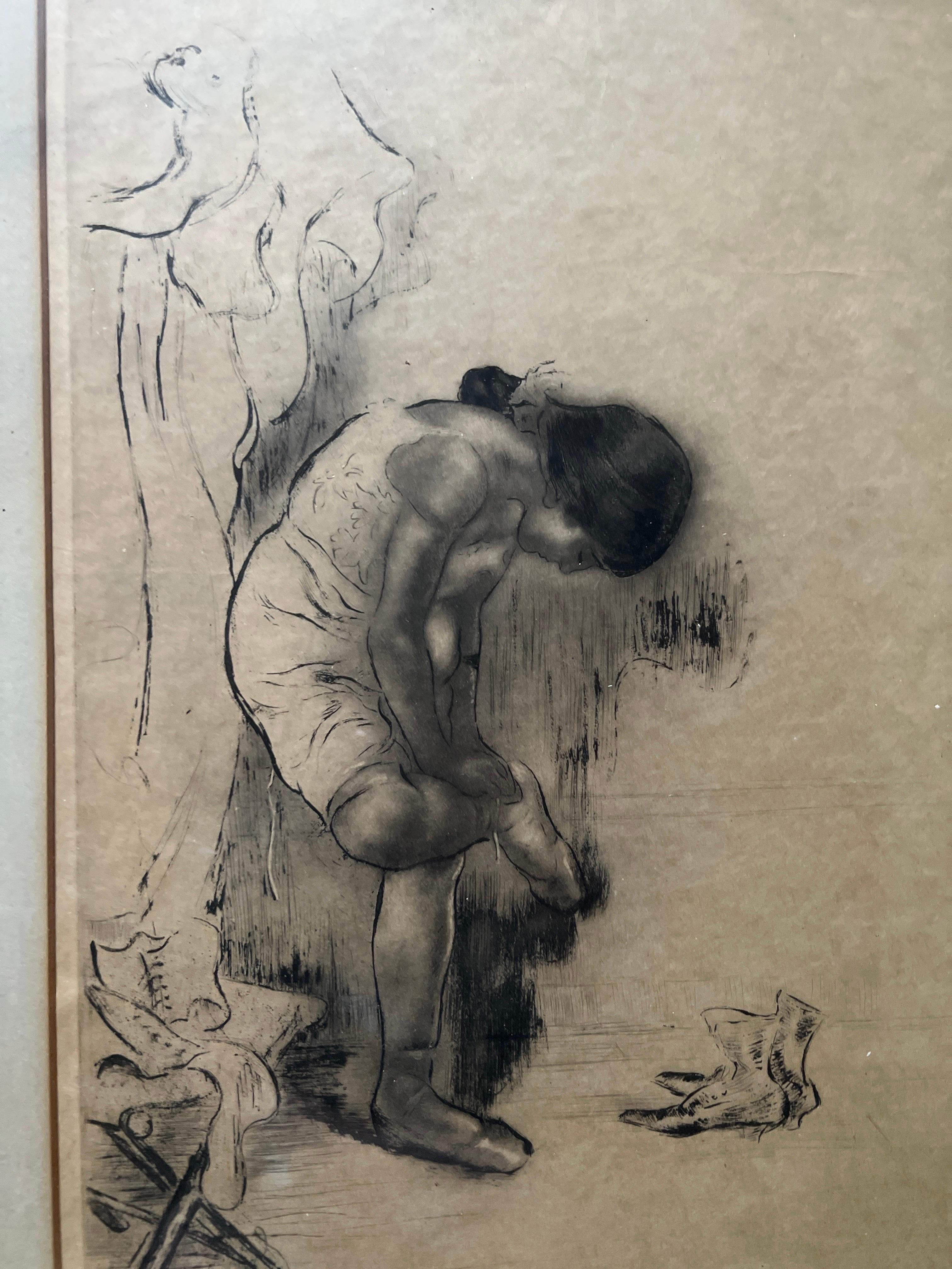 Louis Legrand (Franzose, 1863-1951) „Ballet Dancer“, Radierung um 1908 im Zustand „Gut“ im Angebot in Atlanta, GA