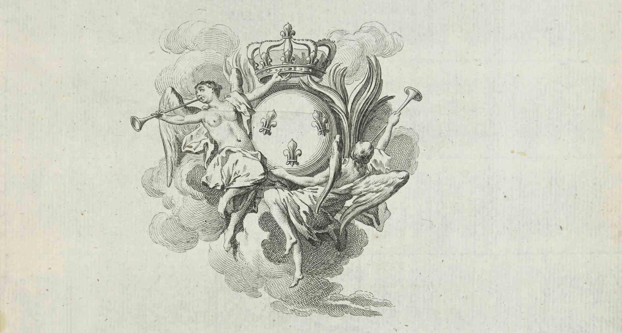 Composition avec anges - eau-forte de Louis Legrand - 1771