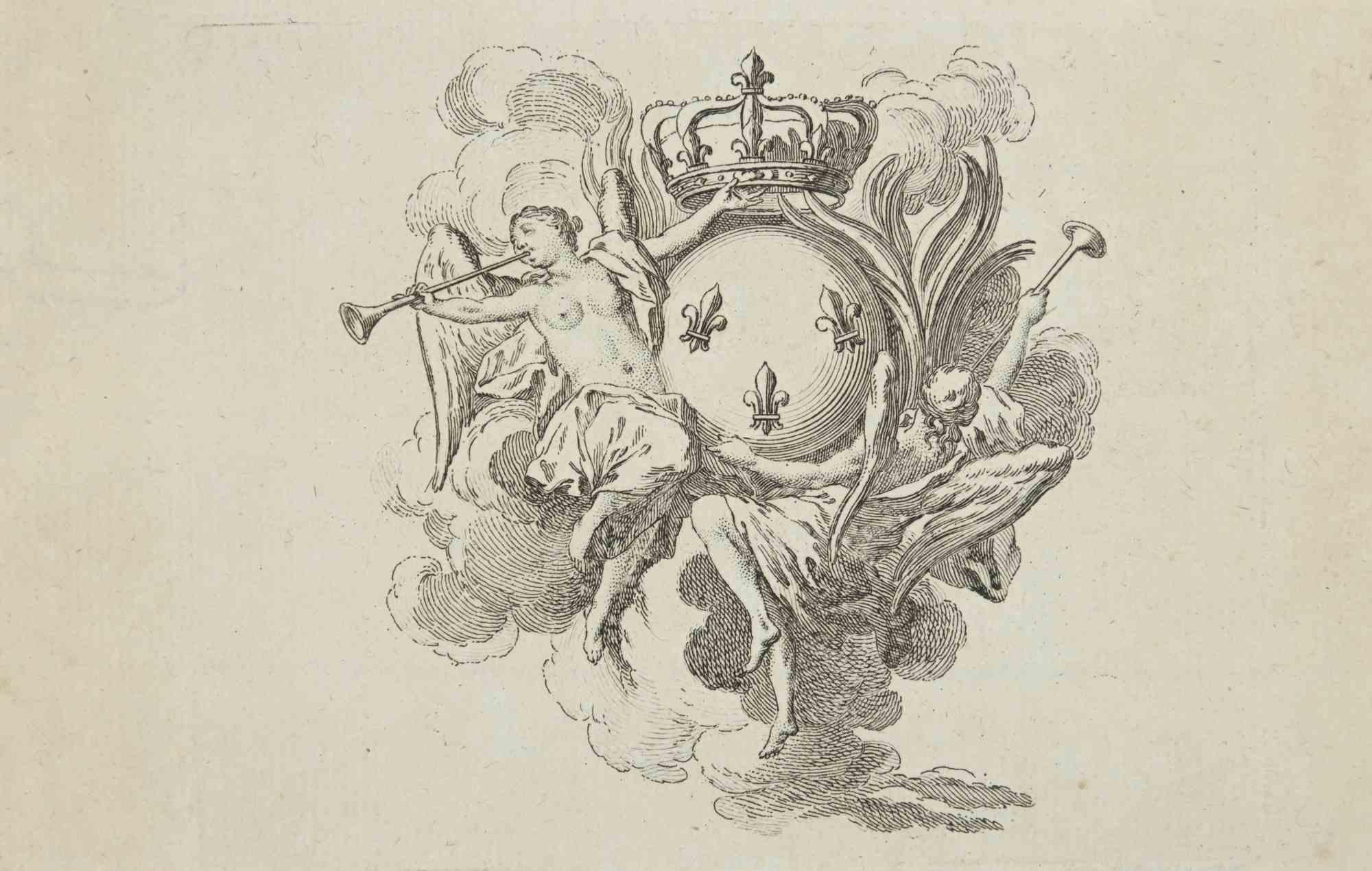 Composition with Angels is an etching realized in 1771 by Louis Legrand (1723-1807).

The Artwork is depicted through confident strokes in aa well balanced composition.

Good conditions.   
 