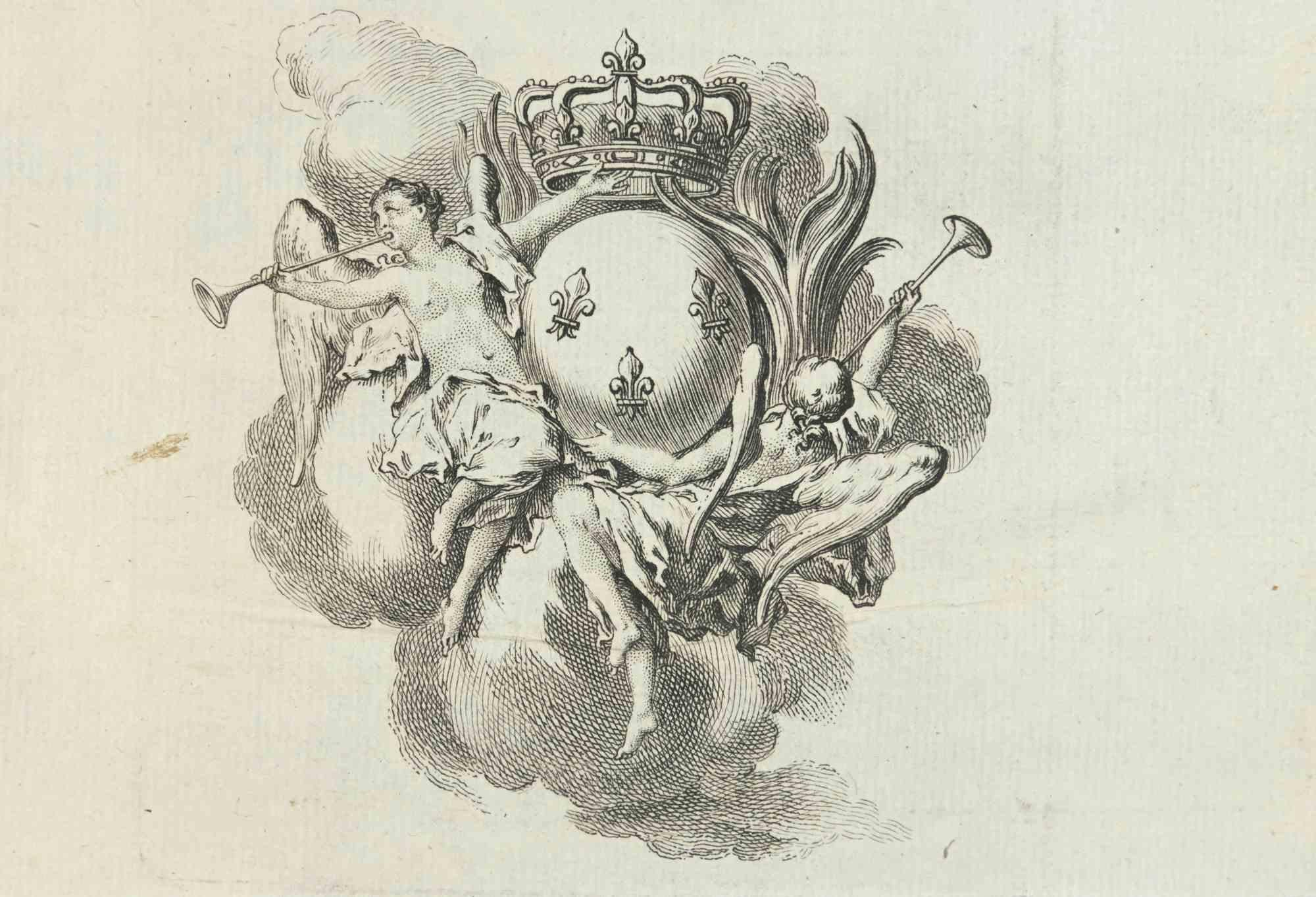 Composition avec anges - eau-forte de Louis Legrand - 1771