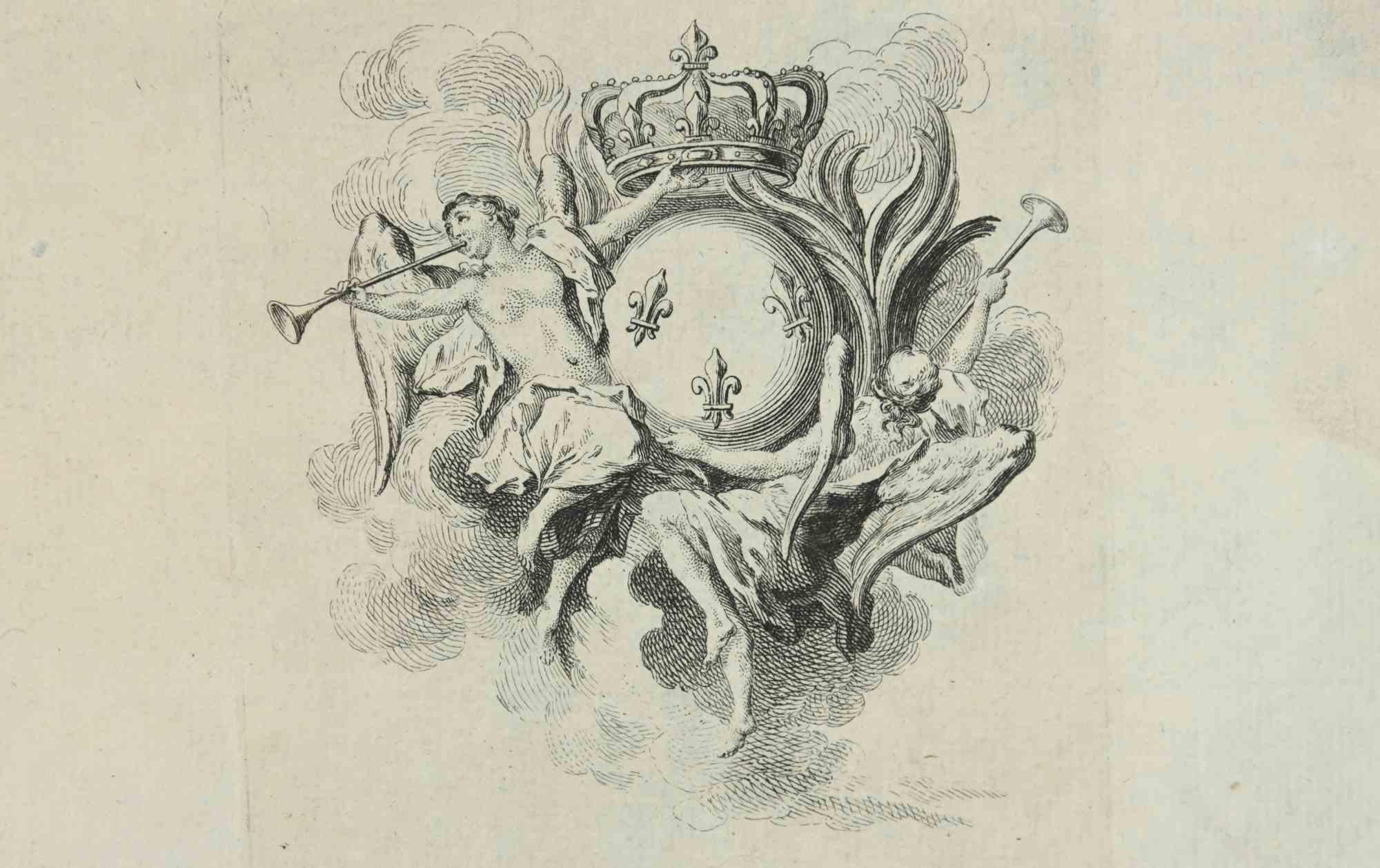 Composition avec des anges est une eau-forte réalisée en 1771 par Louis Legrand (1723-1807).

L'œuvre d'art est représentée par des traits assurés dans une composition bien équilibrée.

Bonnes conditions.
 

 