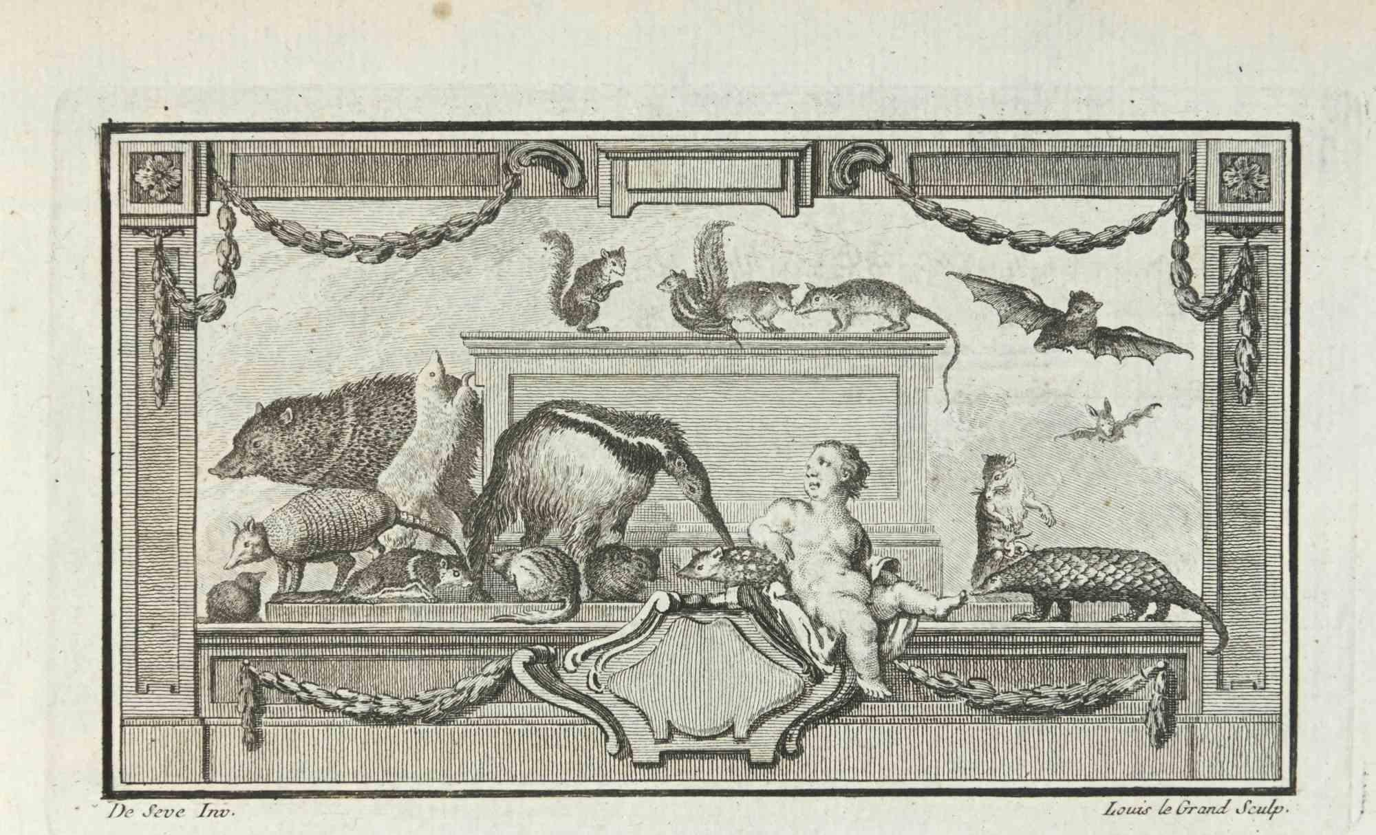 Composition with Animals is an etching realized in 1771 by Louis Legrand (1723-1807).

Titled and Signed on the plate.

The artwork is depicted through confident strokes.

Good conditions.

 
