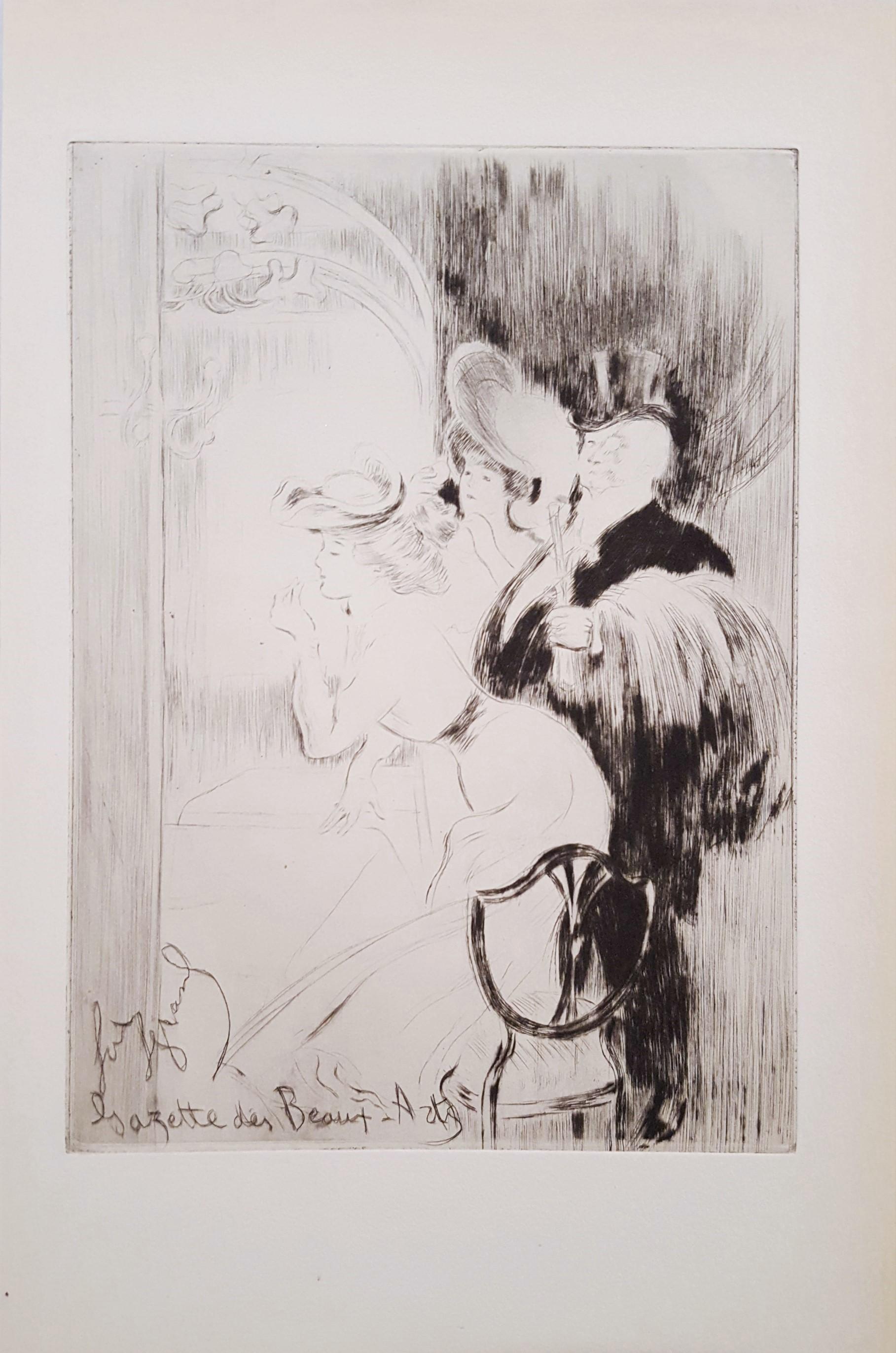 La Loge (The Lodge) /// Post-Impressionist Figurative French Paris People Art - Print by Louis Legrand
