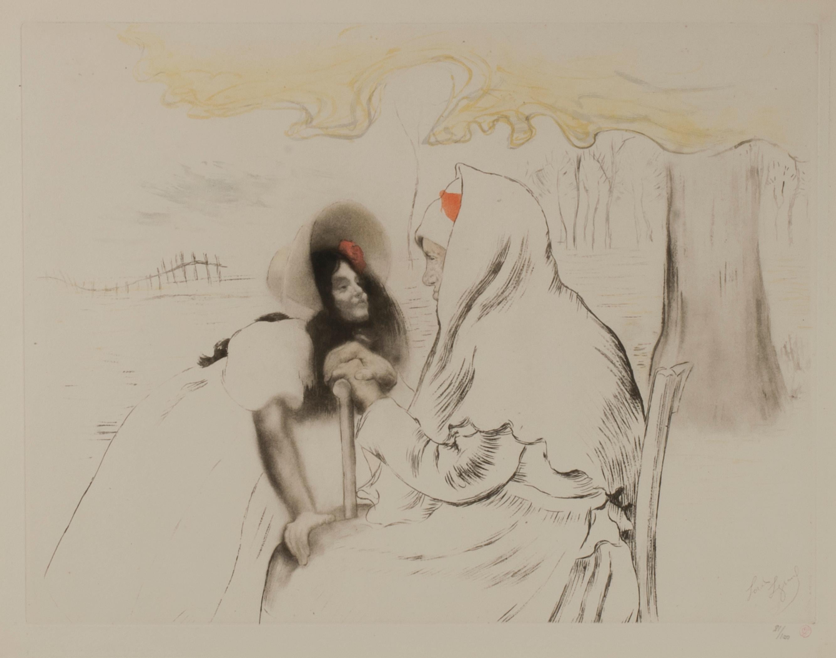 Louis Legrand Figurative Print - L'Aieule (The Grandmother)