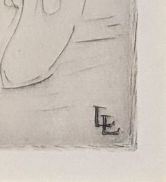 Louis Legrand 'Woman Smoking' Etching, Mid-Century Style, Framed, 1910