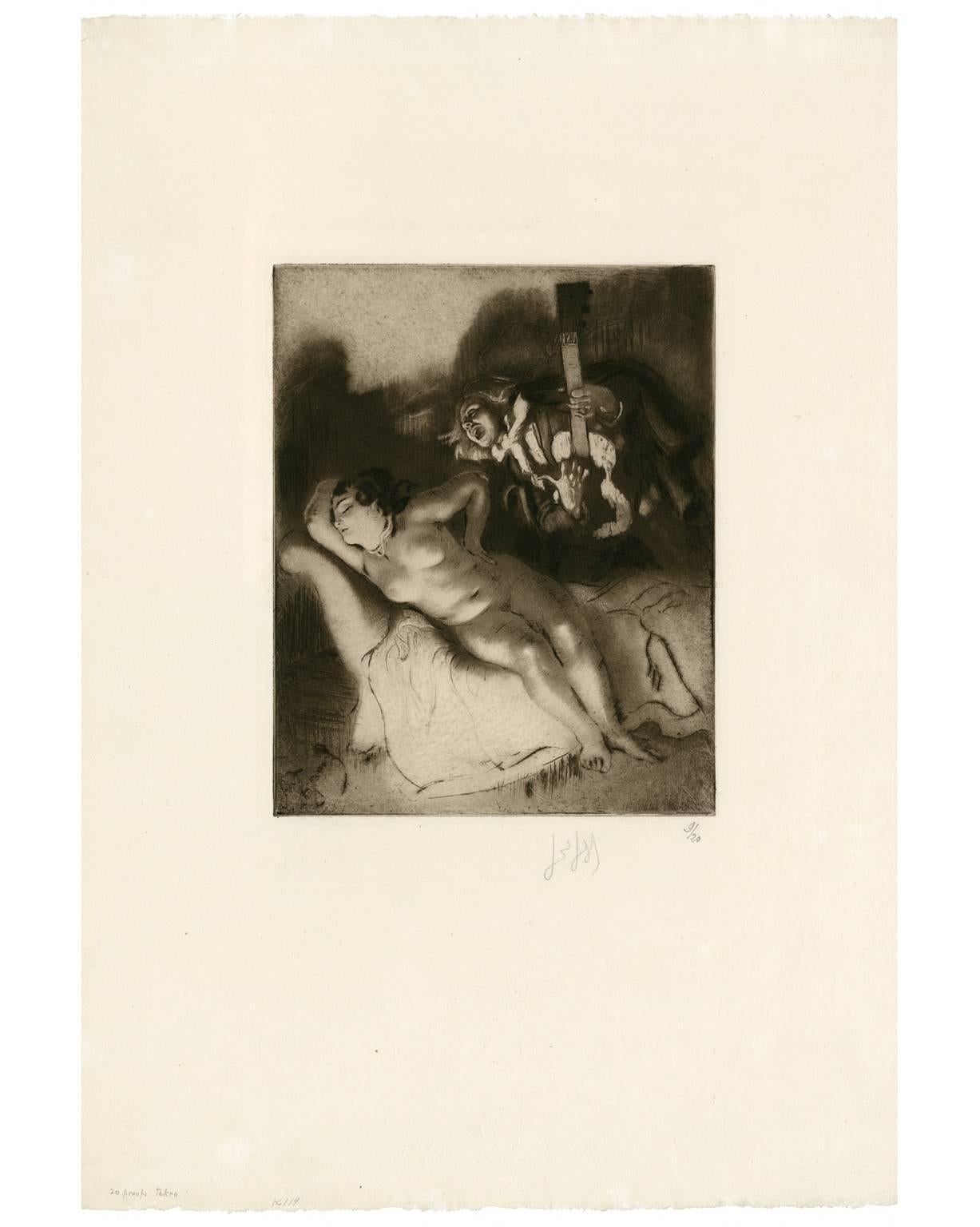 Serenade aus der Zeit der Serenade (Post-Impressionismus), Print, von Louis Legrand