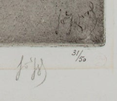 "Woman in Field, " drypoint etching by Louis LeGrand