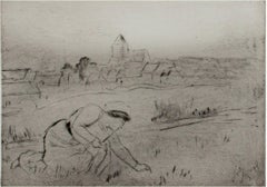 "Woman in Field, " drypoint etching by Louis LeGrand