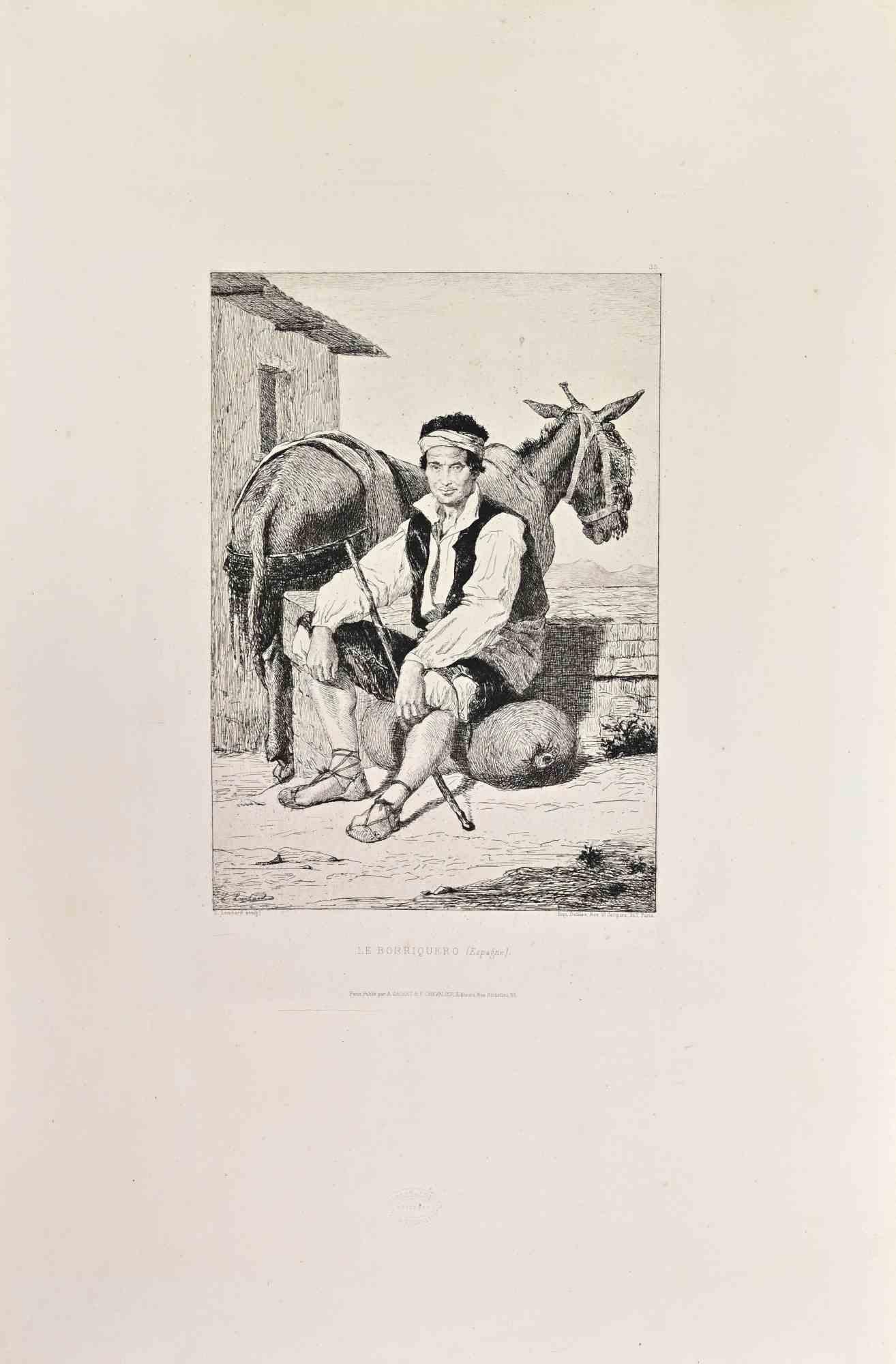 Le Borriquero is a black and White etching realized by Louis Lembard in 1863. 

Titled in the lower

Image Size: 32x24

Very good impression.

Ref.

- Maxime Lalanne, Traite de La Gravure - A L'Eau-Forte, - Texte et Planches Par Maxime Lalanne,