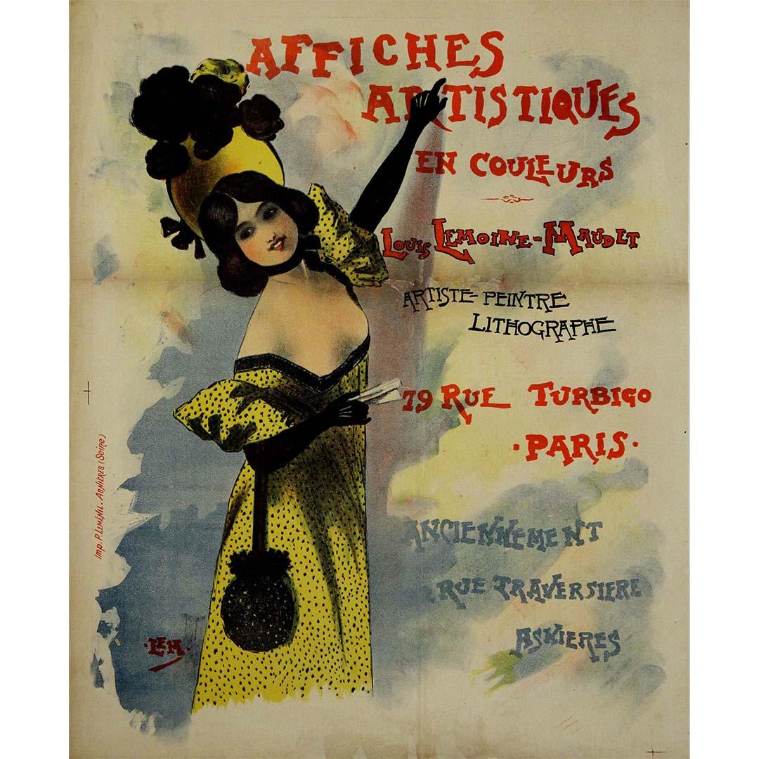 En 1900, Louis Lemoine-Maudet creó un cartel vibrante y cautivador titulado "Affiches Artistiques en Couleurs". Esta pieza muestra el talento del artista en la litografía y pone de relieve el colorido e imaginativo mundo de los carteles