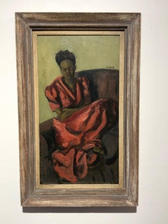 Louis Leon Ribak Peinture à l'huile "rubis en rouge" Style réaliste social