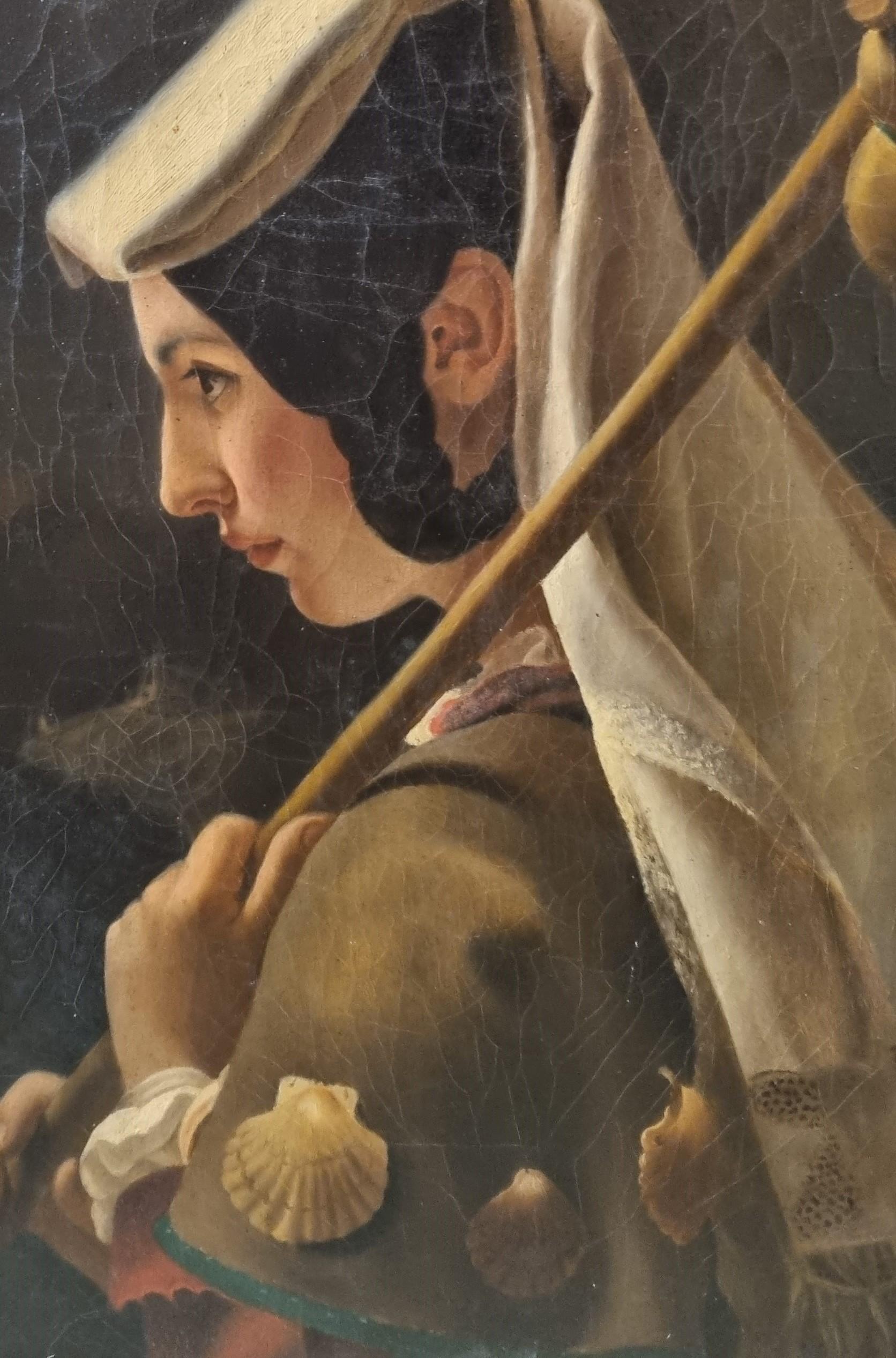 French Romantic painting Pilgrim woman Camino de Santiago Léopold ROBERT 19th 1