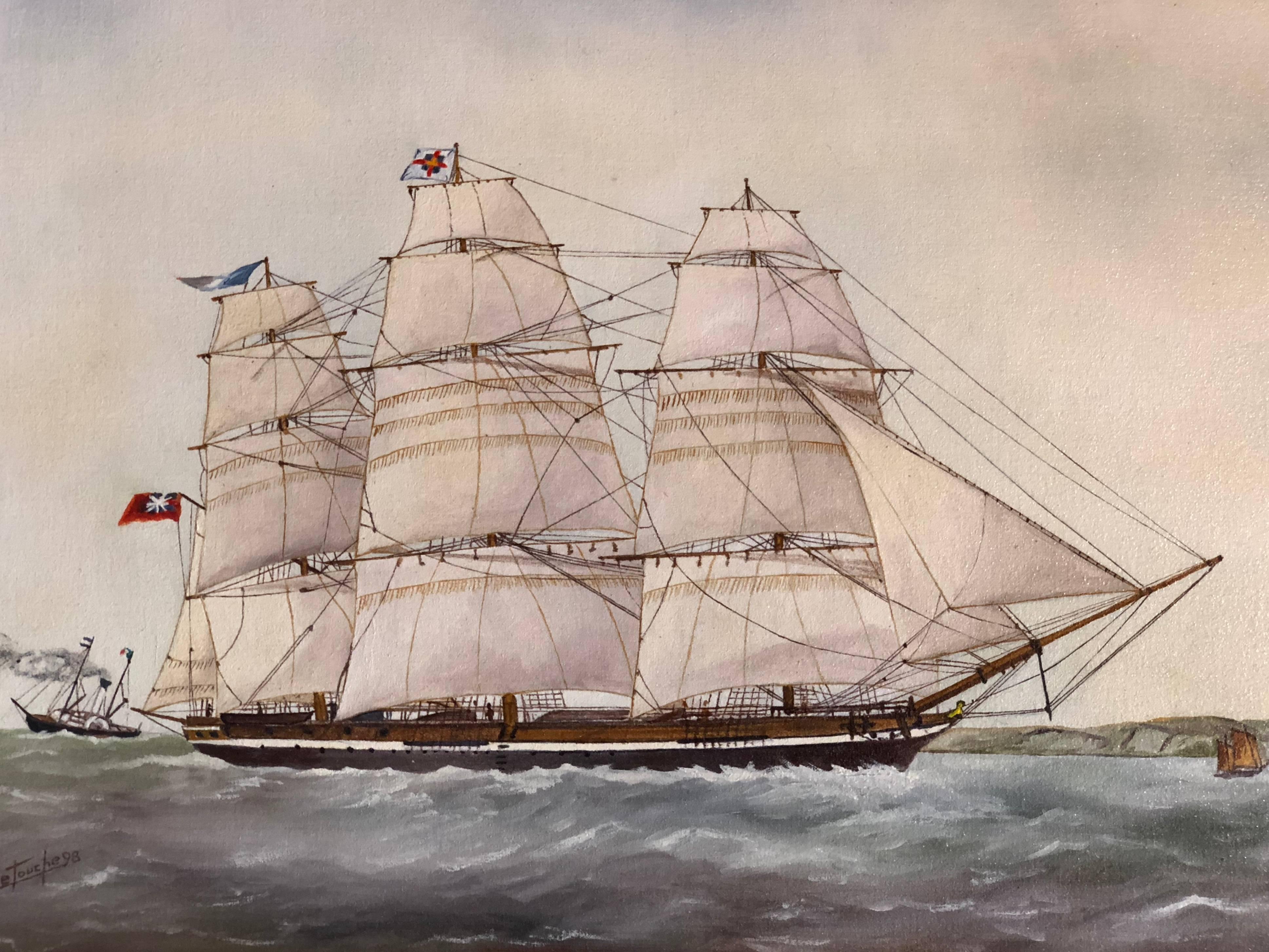 Anglesey Clipper Anglais des années 1848-1860, signed oil painting