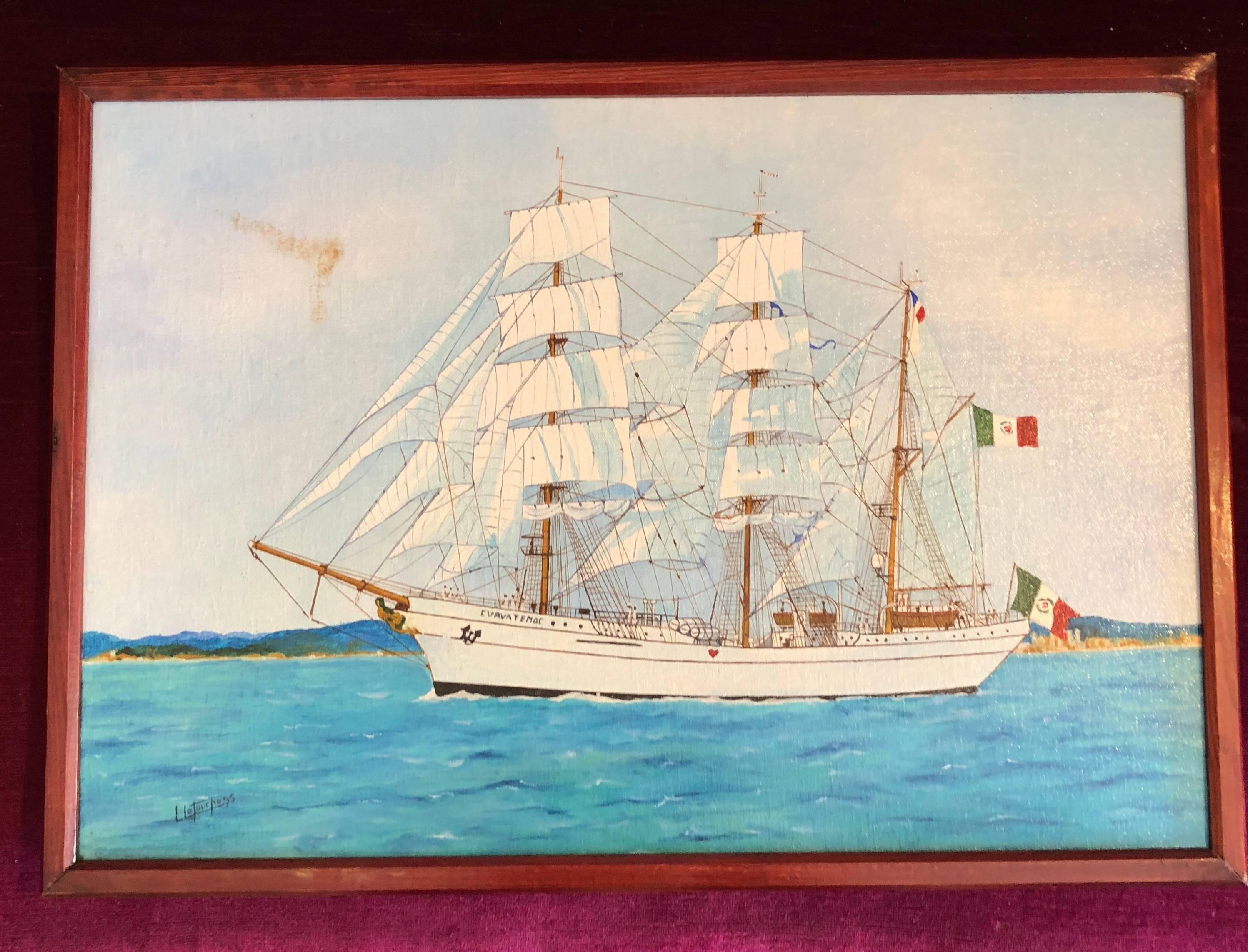Cuauhtémoc, signed oil painting - Painting by Louis Letouche