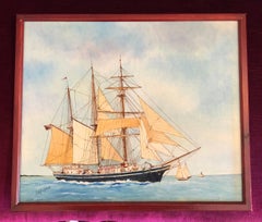Regina Maris Ship, signed oil painting