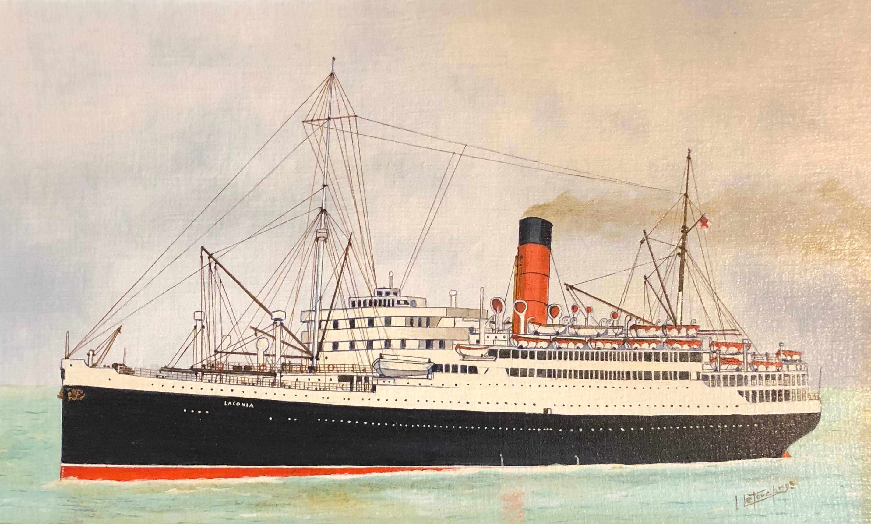 RMS Laconia, signed oil painting
