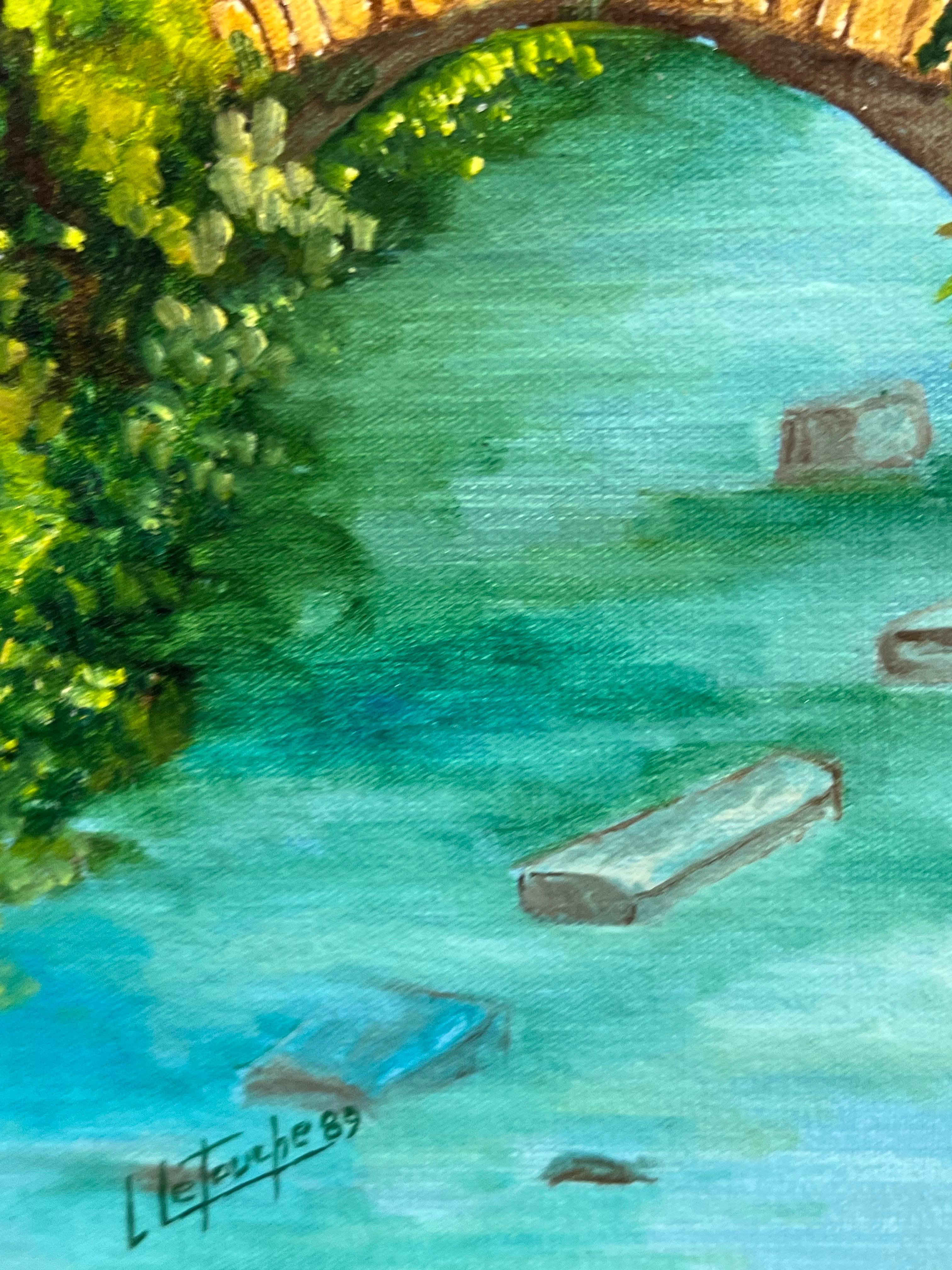 Peinture à l'huile de village français, Saint Antonin Noble 1