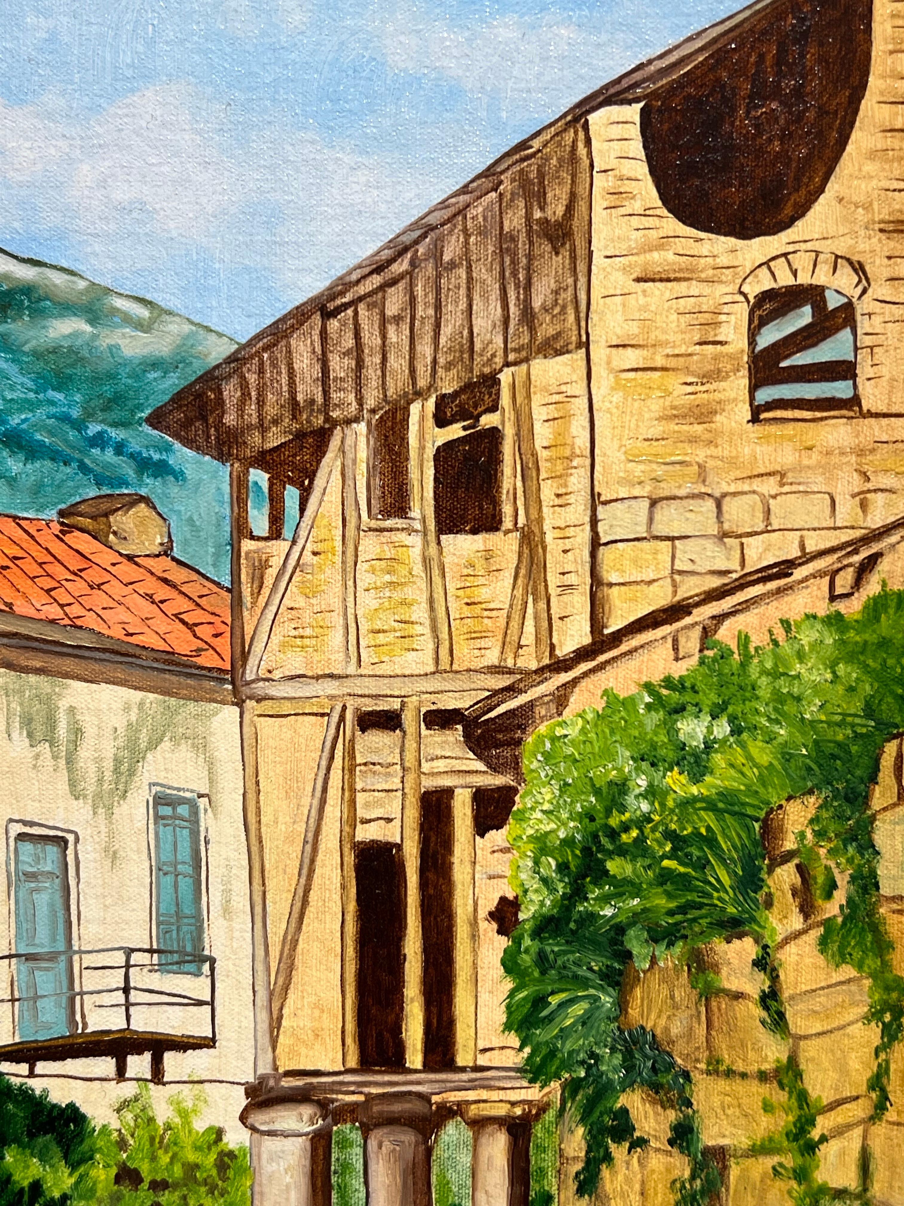 Peinture à l'huile de village français, Saint Antonin Noble 2