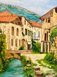 Peinture à l'huile de village français, Saint Antonin Noble