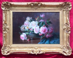 Antique Bunch of Roses in a Vase - Original painting