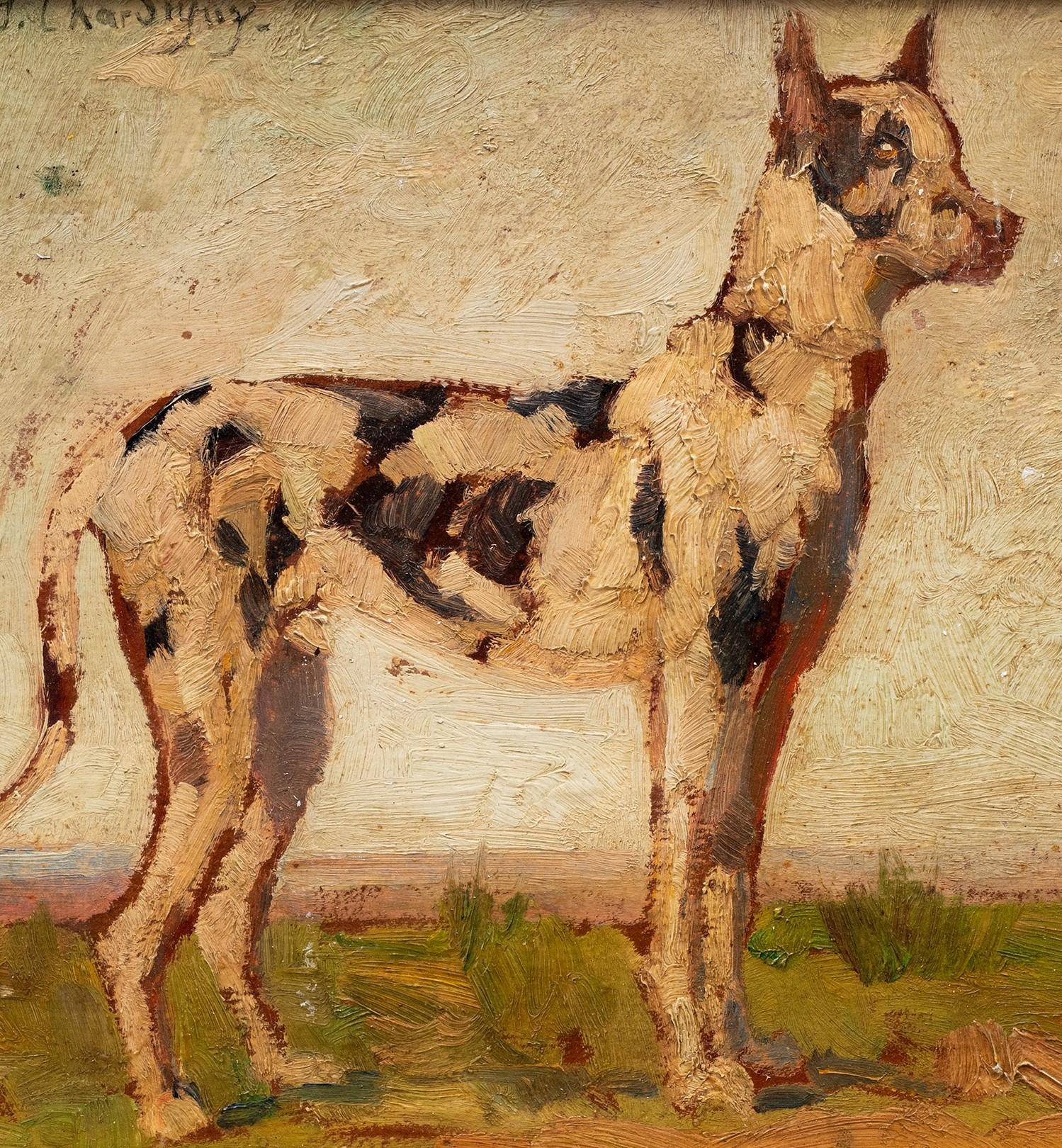 Portrait d'un dogue allemand par Jules Chardigny (1842-1892) - Réalisme Painting par Louis Léger Chardin 
