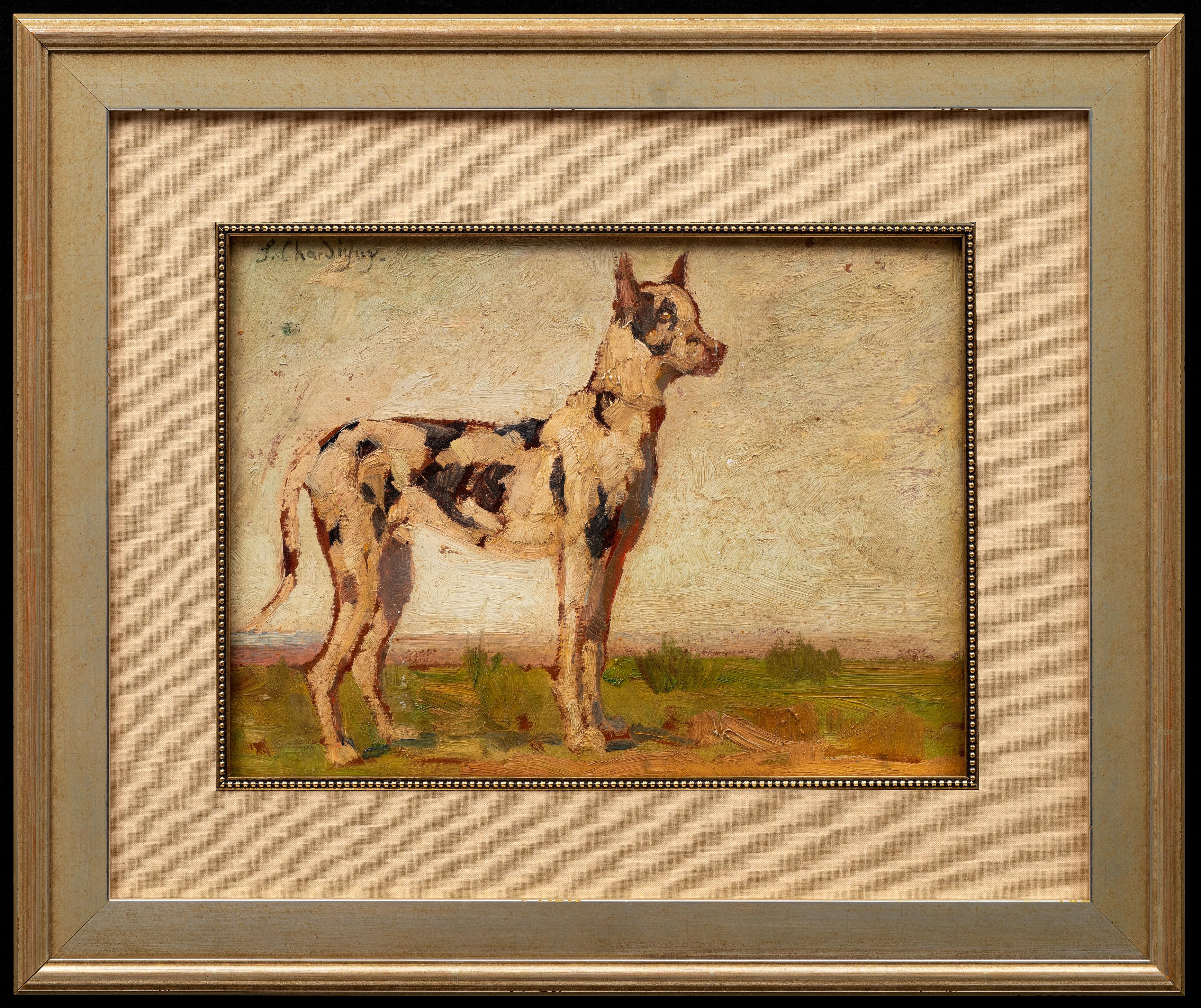 Portrait d'un dogue allemand par Jules Chardigny (1842-1892)