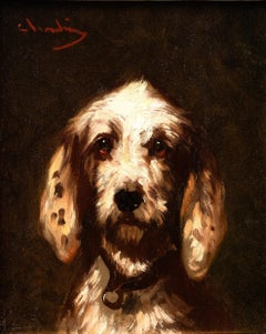 Hundeporträt eines Griffon Vendéen-Jagdhundes von Jules Chardigny (1842-1892)