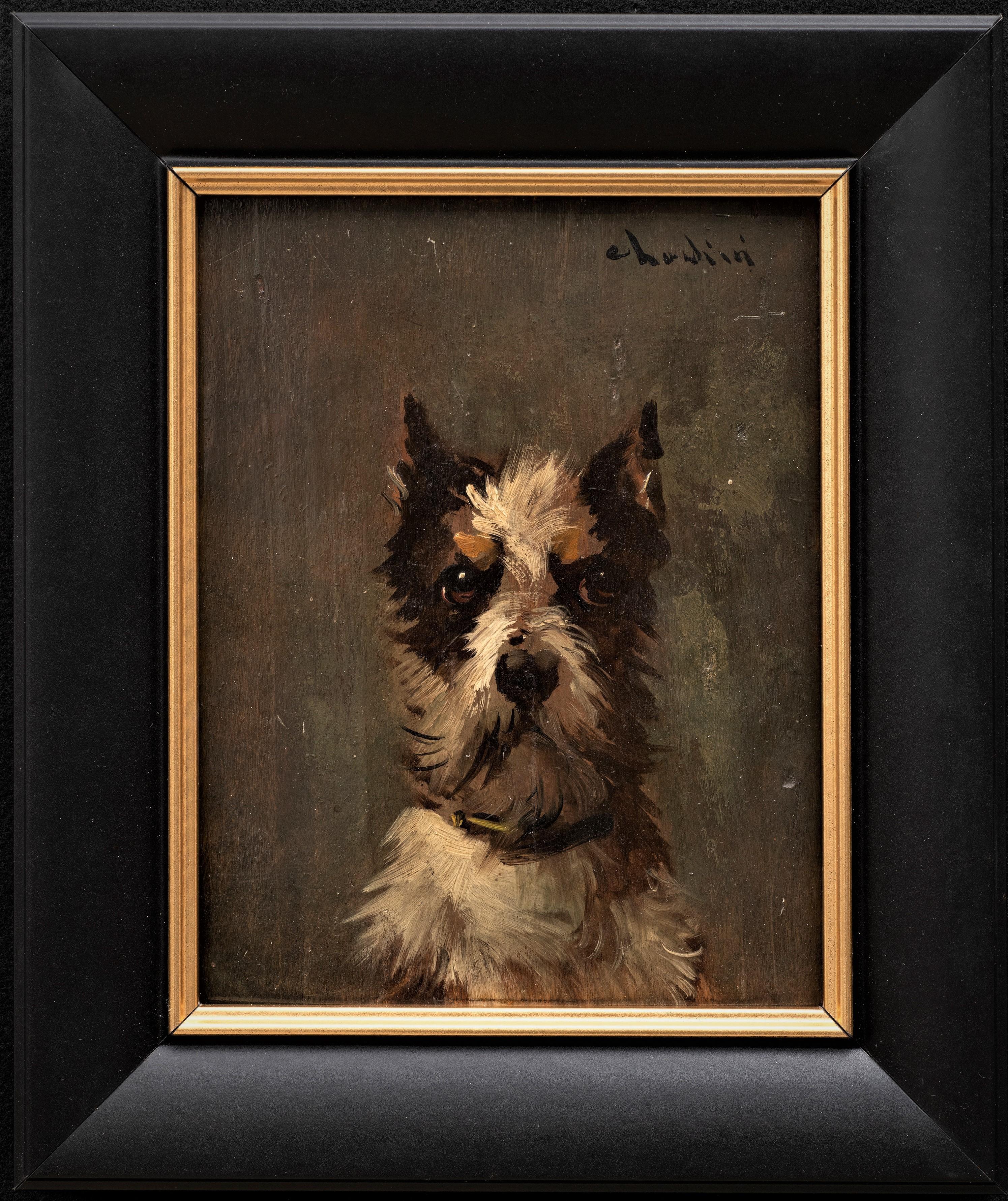(Tom' s Friend) Peinture d'un terrier, par Louis Léger Chardin (1833-1918) 1