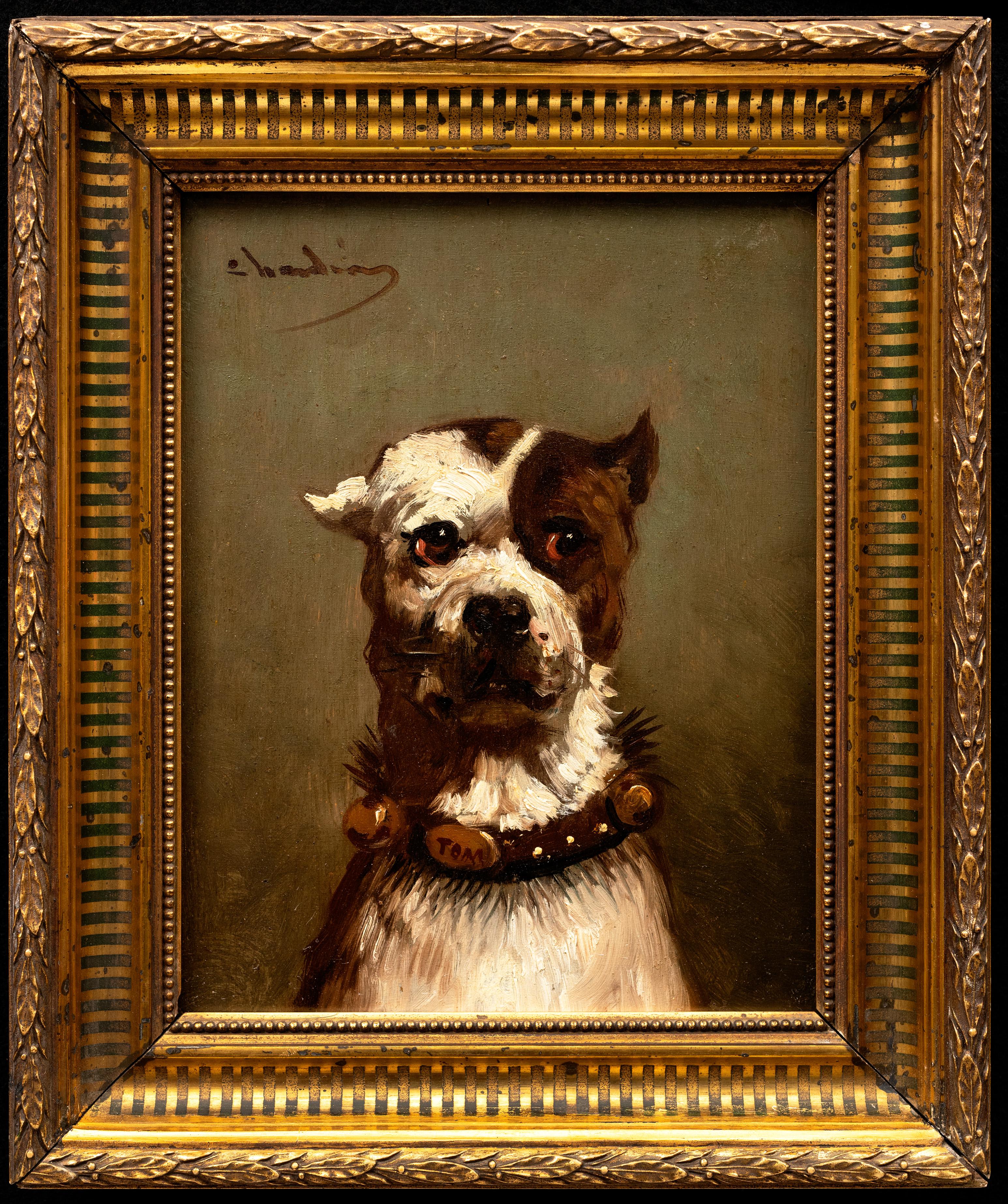Louis Léger Chardin  Portrait Painting - Portrait of "Tom" a Bulldog by Jules Chardigny (1842-1892)