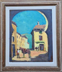 Óleo sobre lienzo francés de mediados de siglo. Arco de Zocodover en Toledo, España.