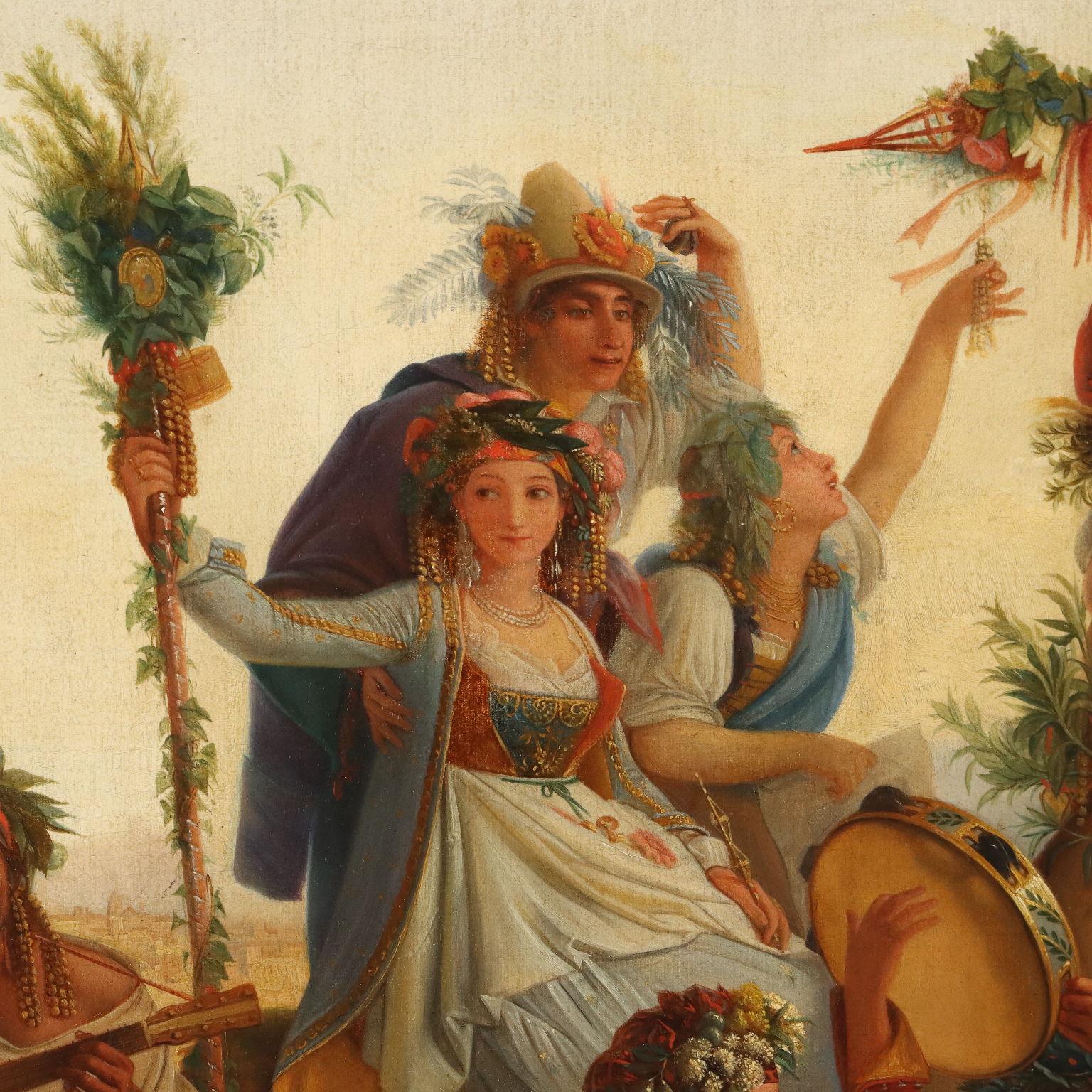 Le retour de la fête de Notre-Dame de l'Arche à Naples première moitié du XIXe siècle - Brown Figurative Painting par Louis Léopold Robert 
