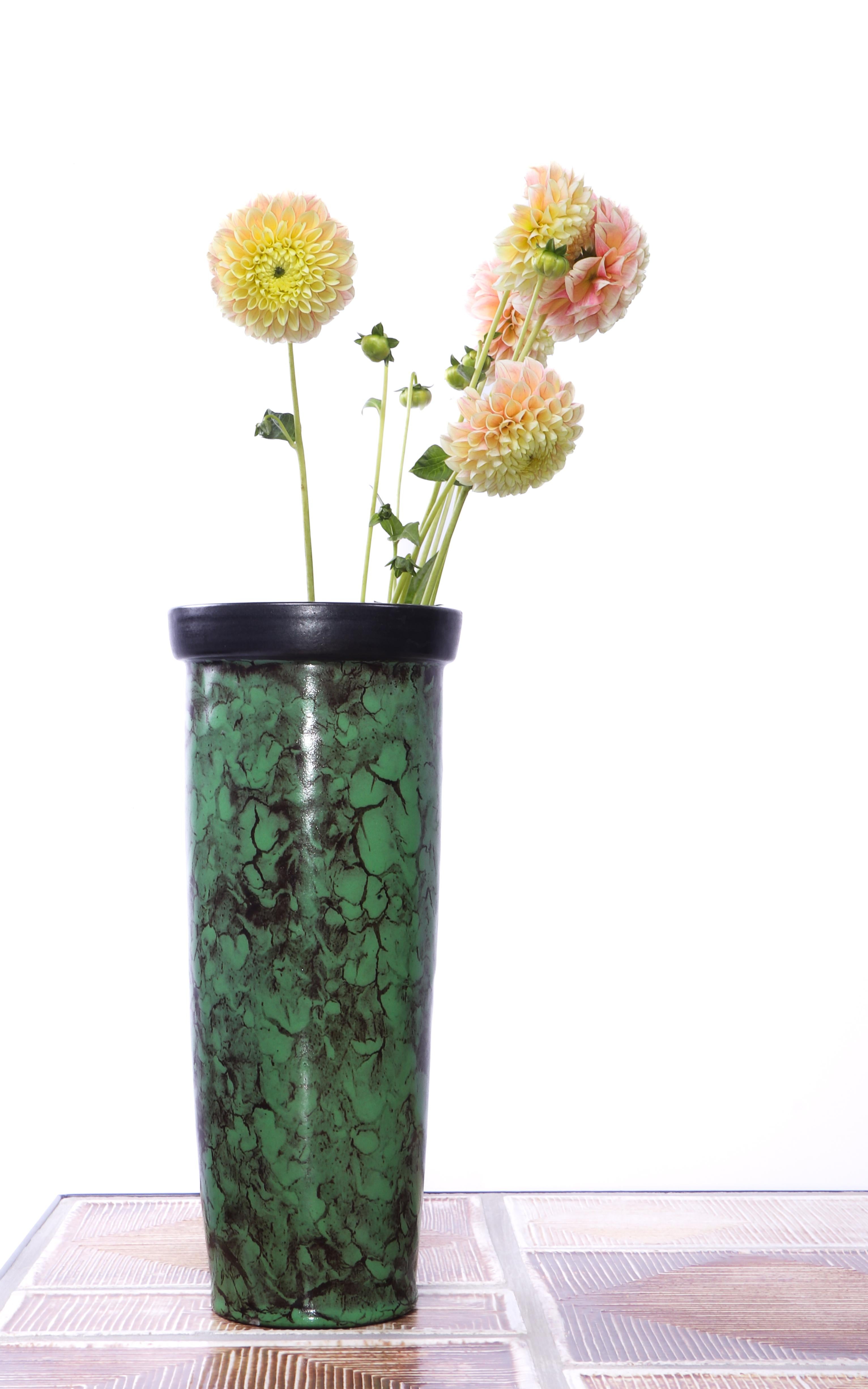Louis Lourioux Frühes 20. Jahrhundert Art Deco Vase in Smaragdgrün im Zustand „Hervorragend“ im Angebot in PARIS, FR