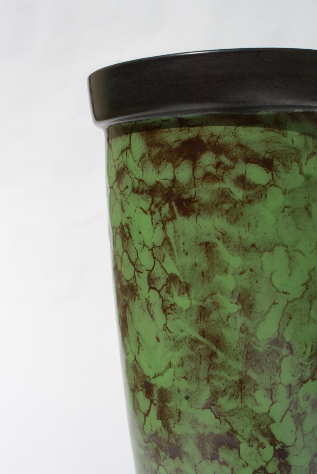 Louis Lourioux Frühes 20. Jahrhundert Art Deco Vase in Smaragdgrün im Angebot 1