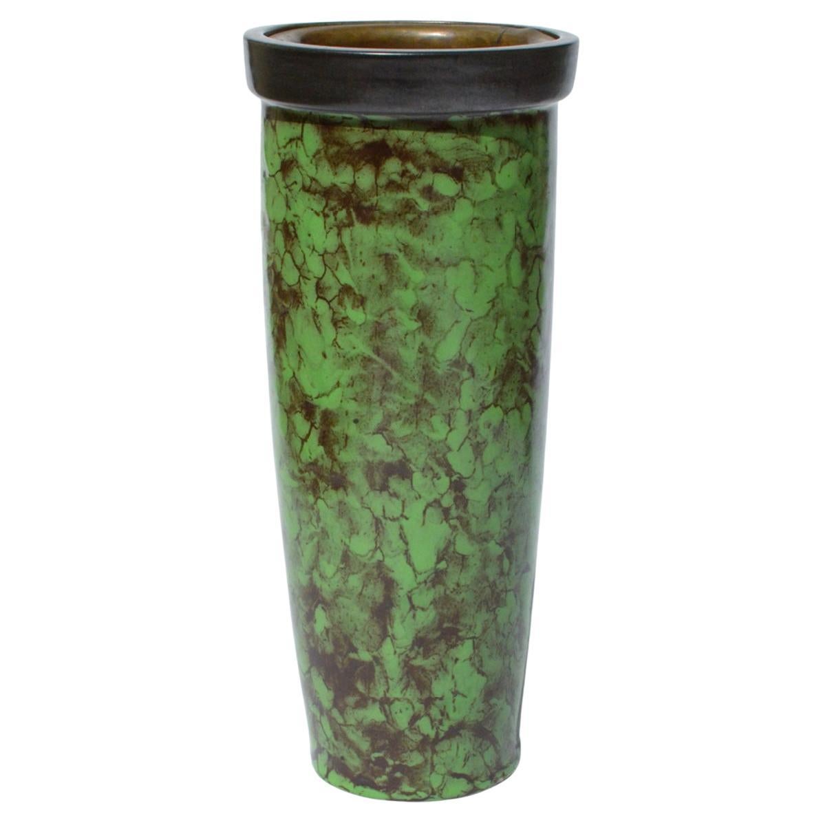 Louis Lourioux Early 20th Century Art Deco Vase in Emerald Green