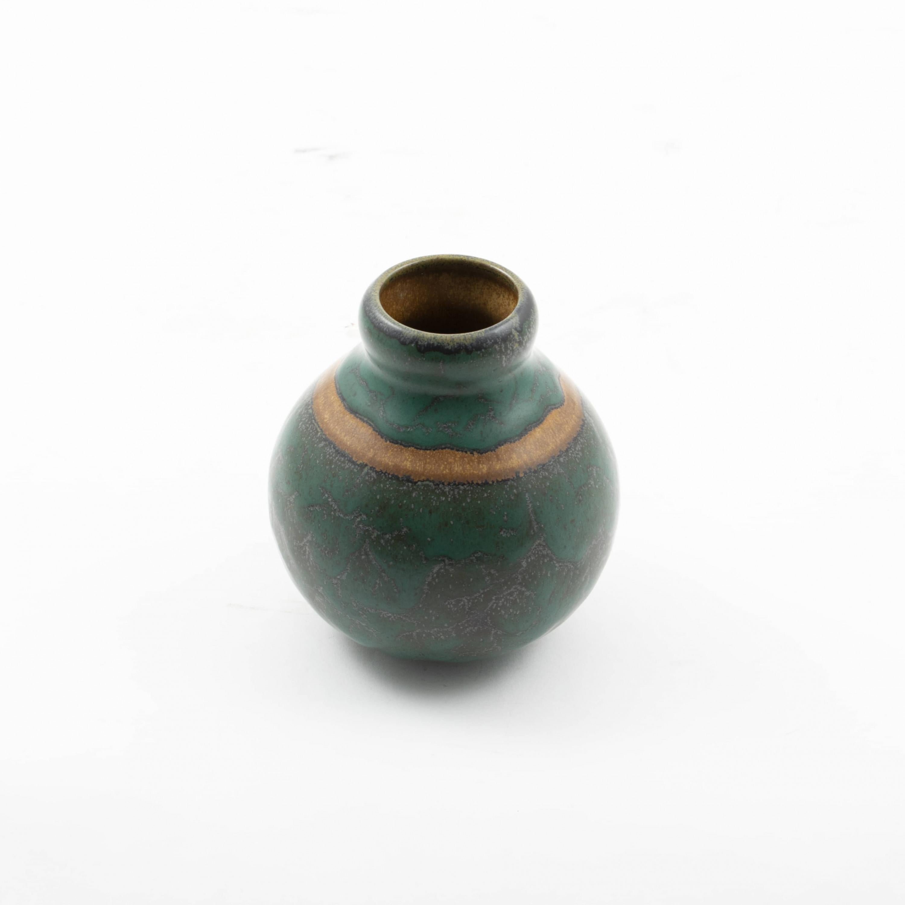 Modern Louis Lourioux Turquoise Stoneware Vase For Sale