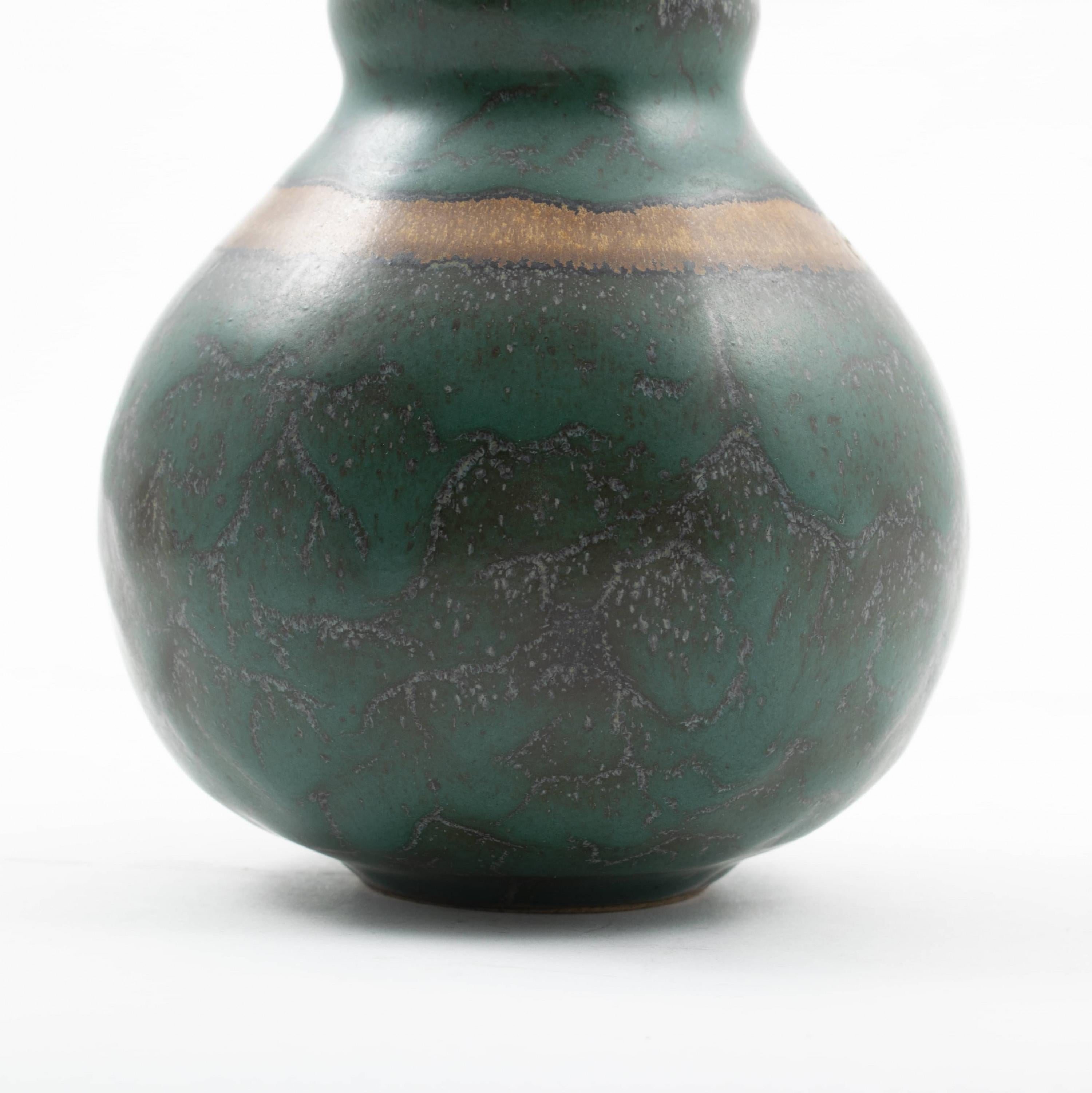Glazed Louis Lourioux Turquoise Stoneware Vase For Sale