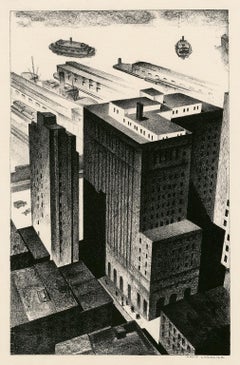Backyards of Broadway ( Waterfront I ) — 1920s American Precisionism