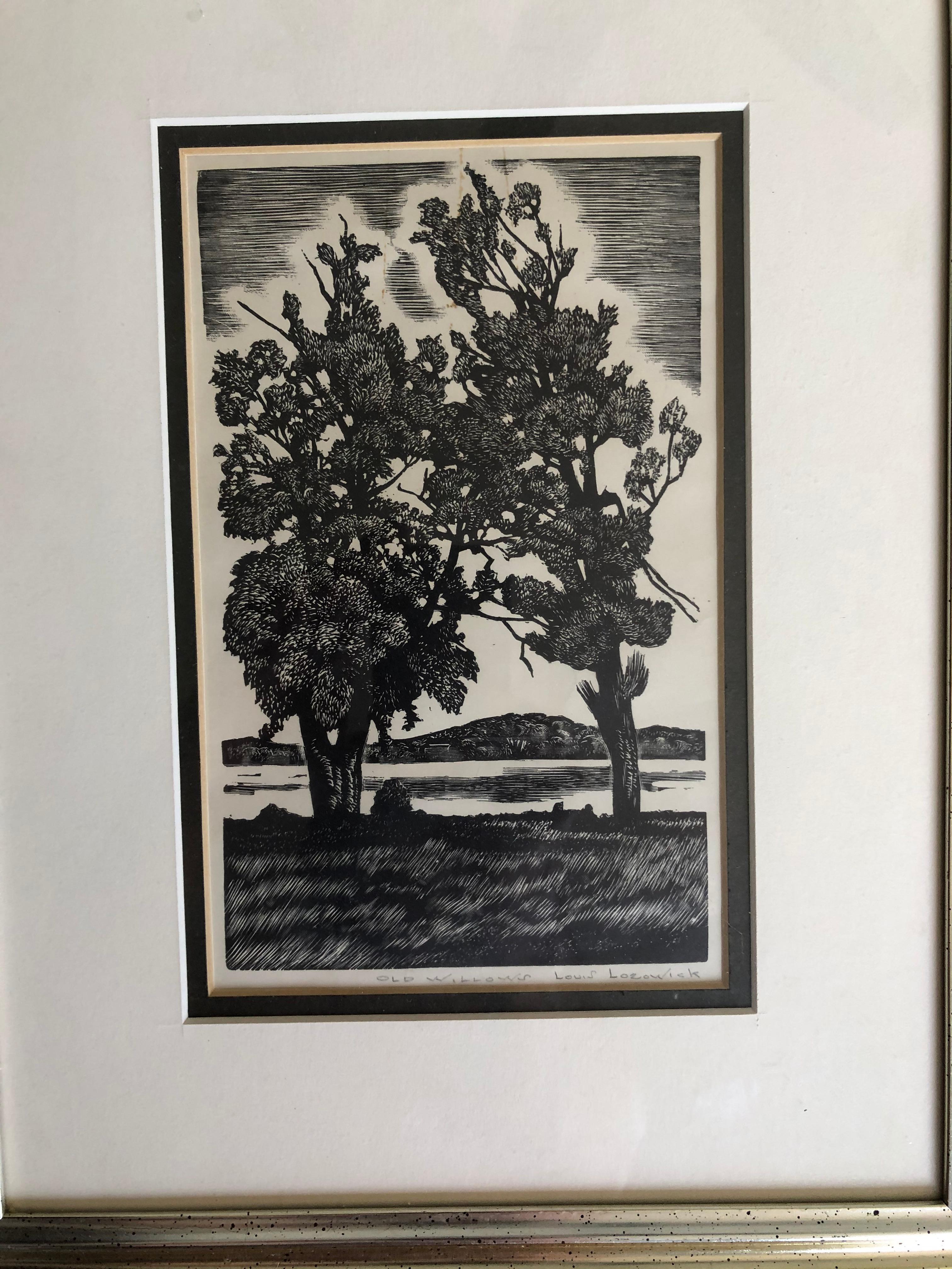 Holzschnitt „Old Willows“ von Lozowick  – Print von Louis Lozowick