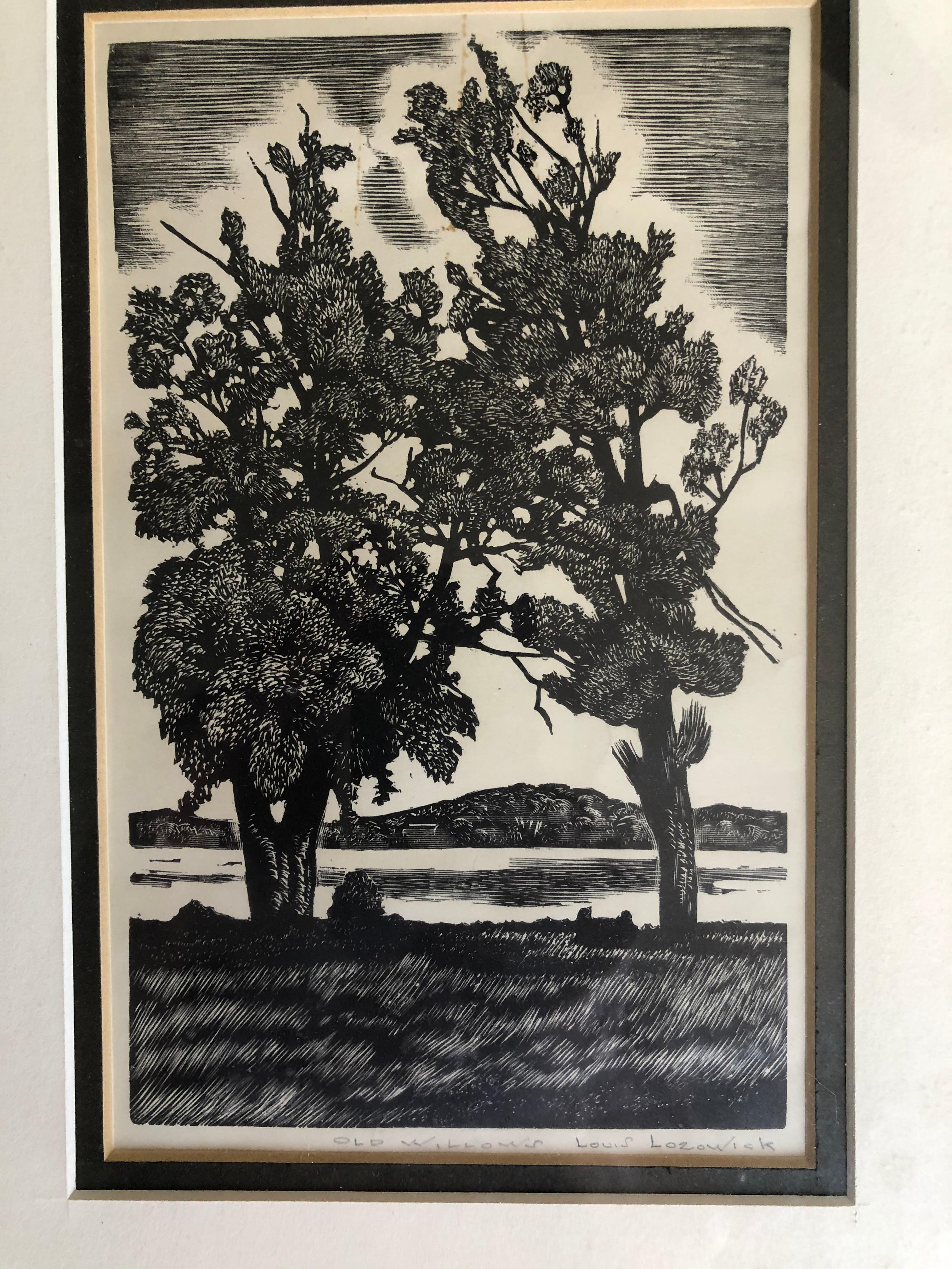 "Old Willows" de Louis Lozowick, gravure sur bois 