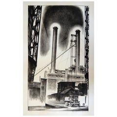 Litografia originale di Louis Lozowick, 1929, "Stabilimento Edison".