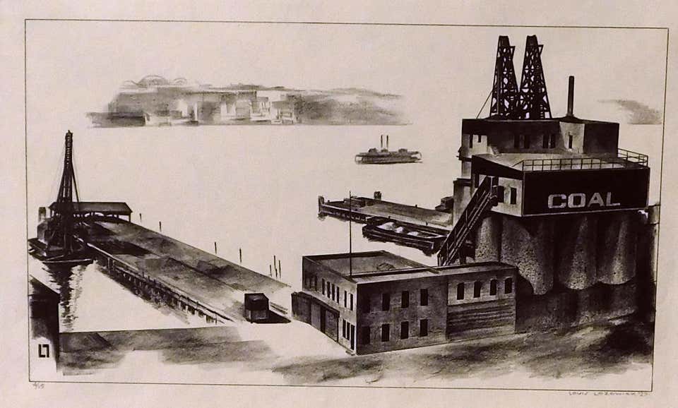 Louis Lozowick Original Lithograph Pencil Signed “Coal Pockets”