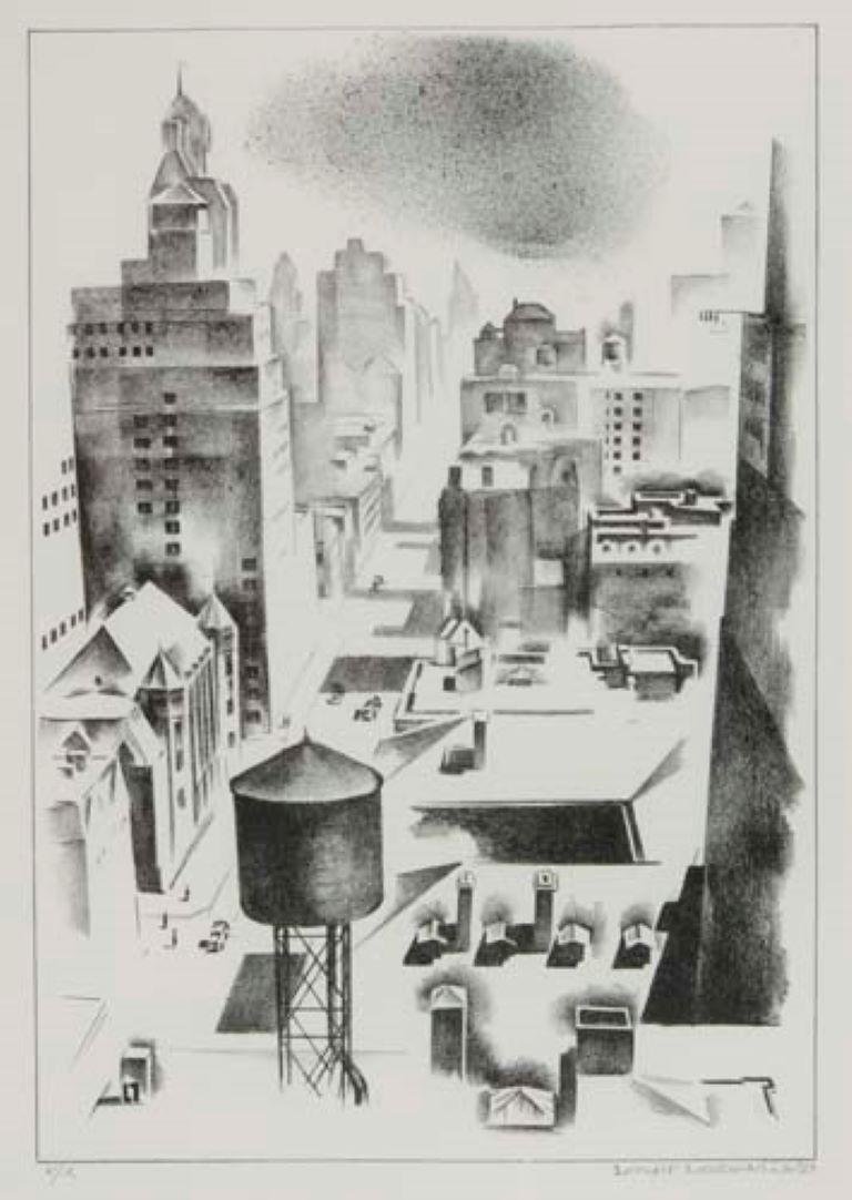 Landscape Print de Louis Lozowick - Avenida Madison