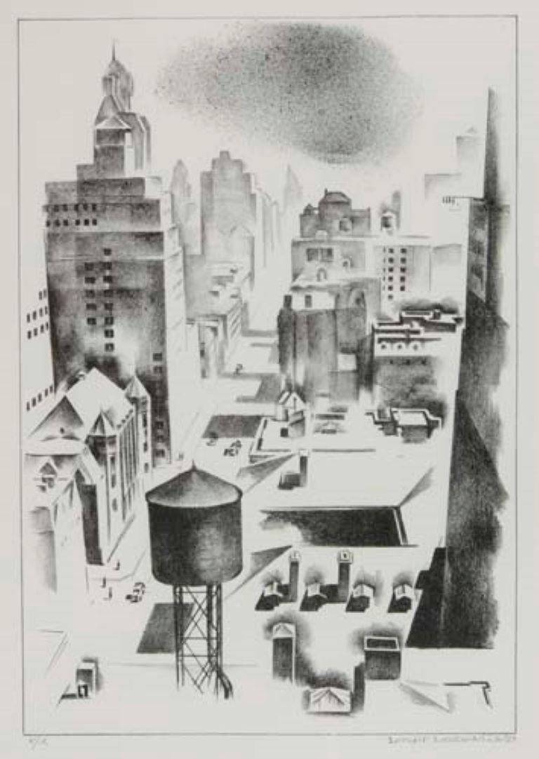 Louis Lozowick Landscape Print - Madison Avenue