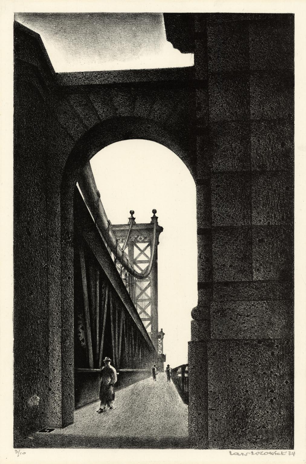 Louis Lozowick Print - Manhattan Bridge